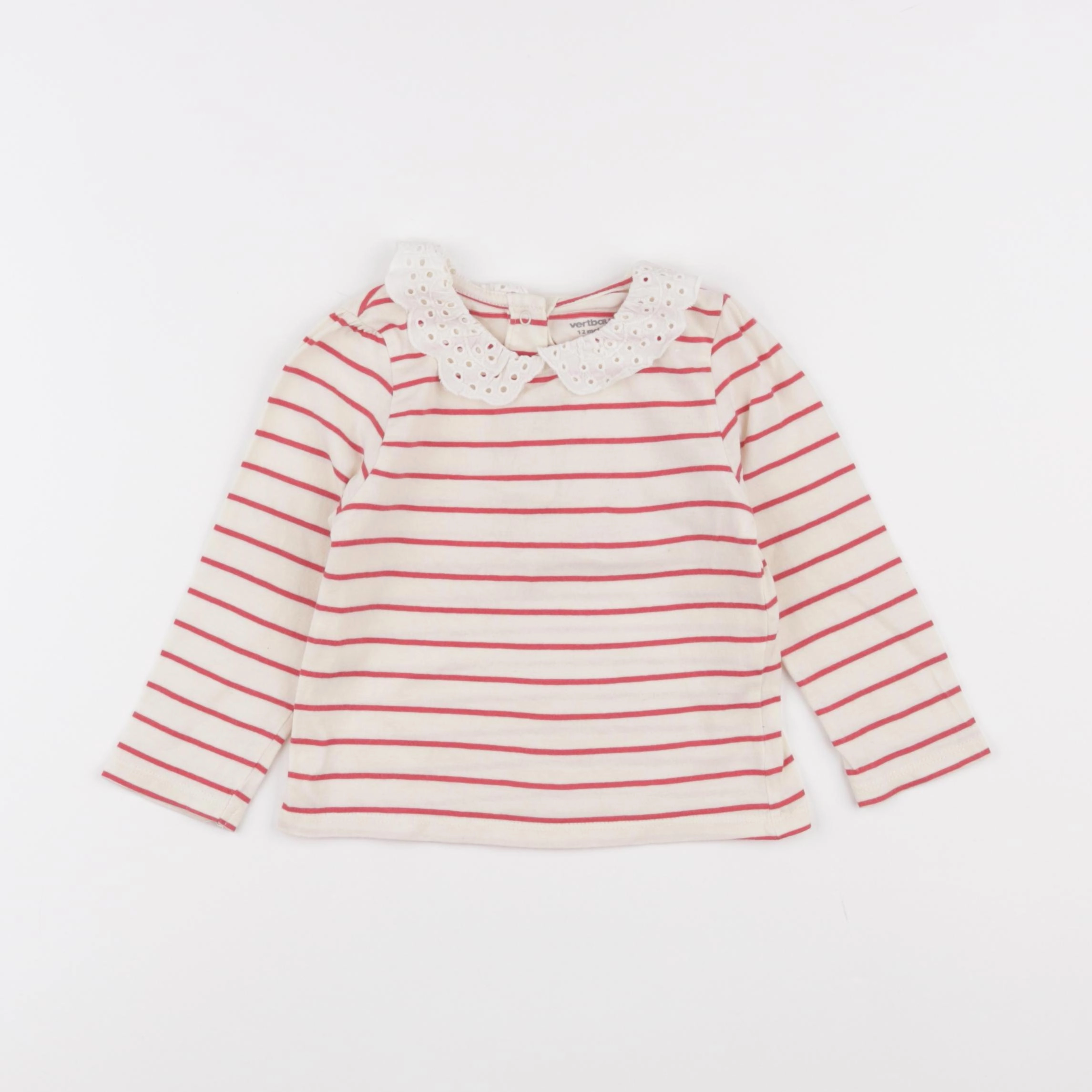 Vertbaudet - tee-shirt beige, rouge - 12 mois