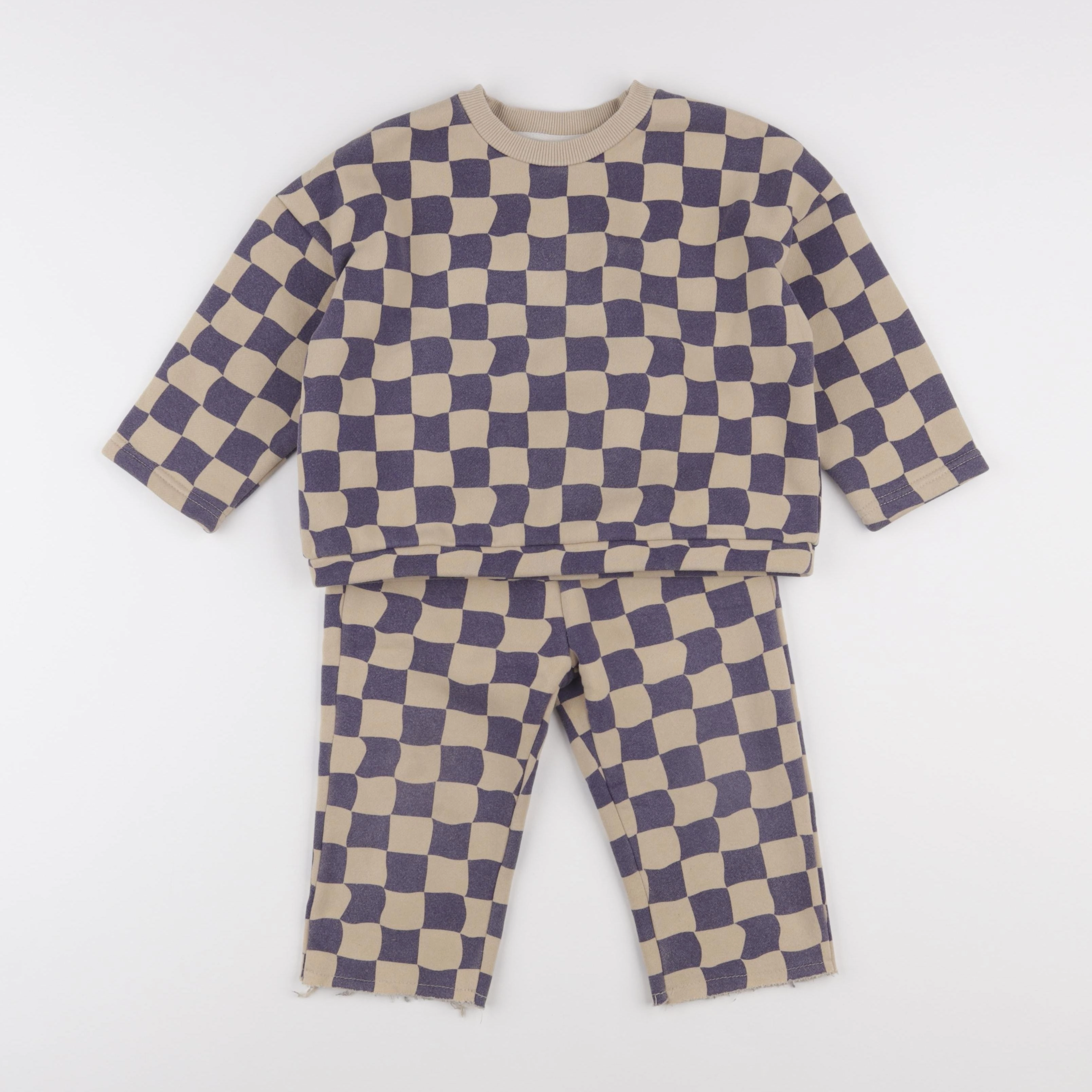 Gamin gamine - ensemble beige, bleu - 2 ans