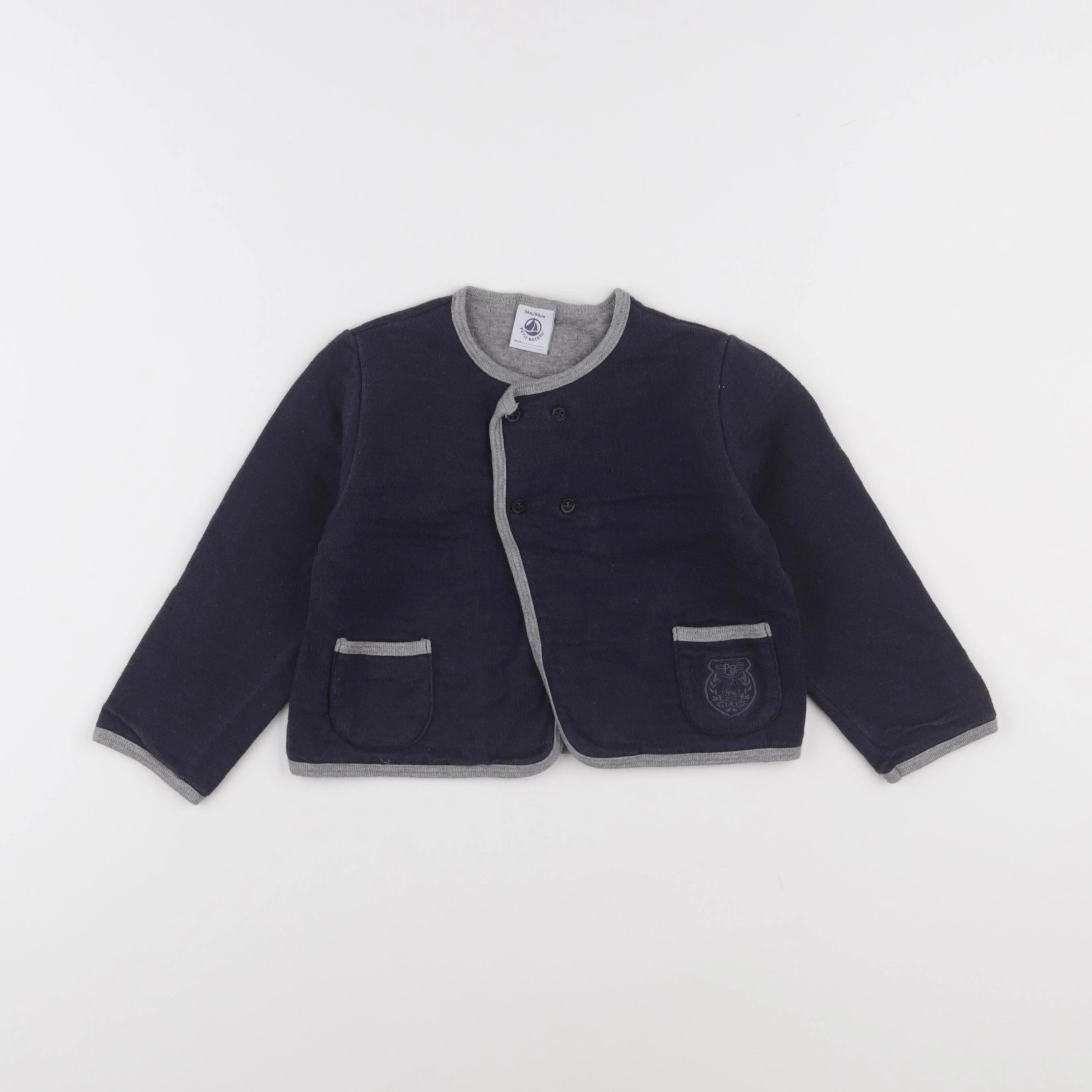 Petit Bateau - gilet bleu - 36 mois