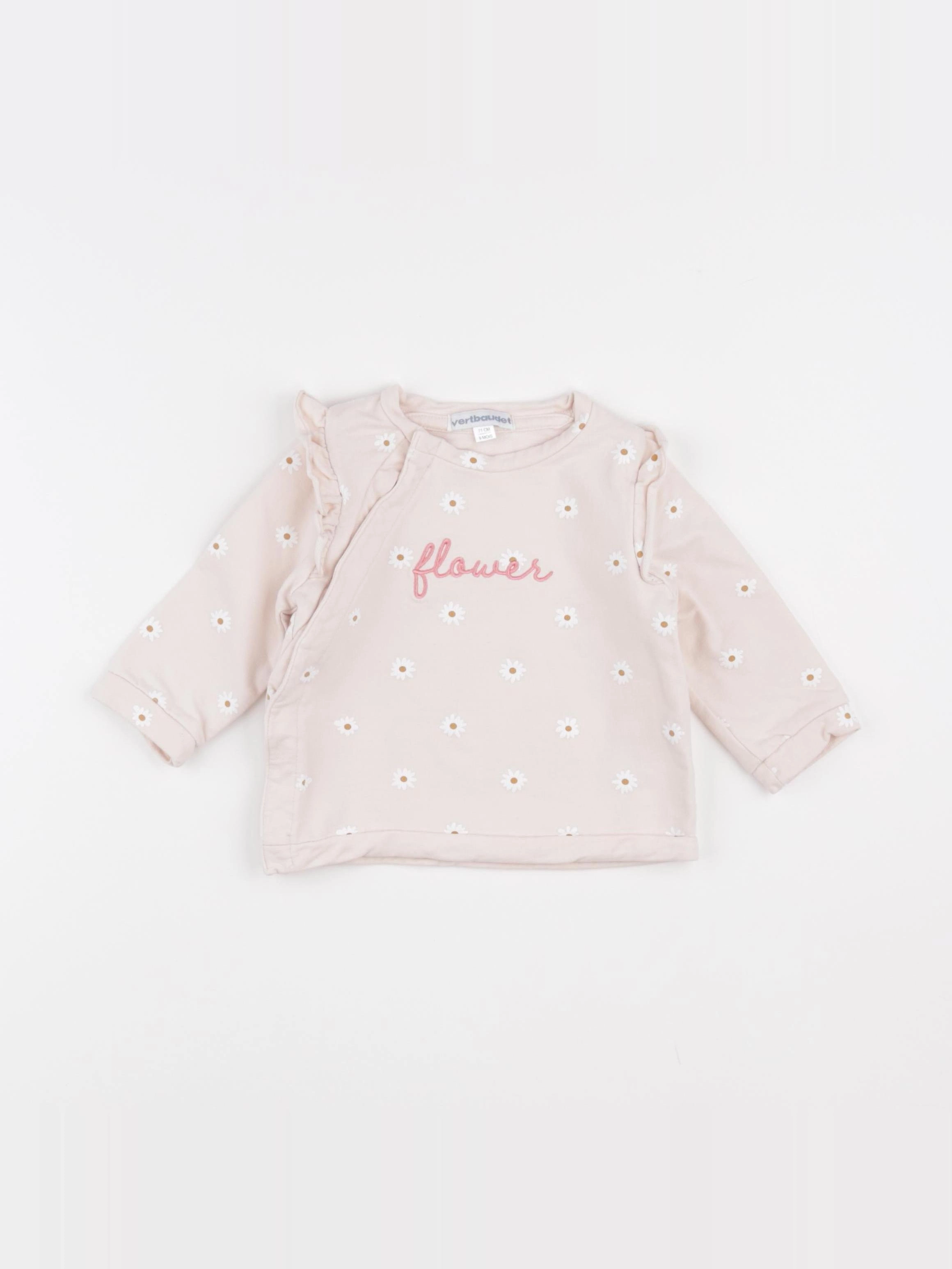Vertbaudet - sweat rose - 9 mois