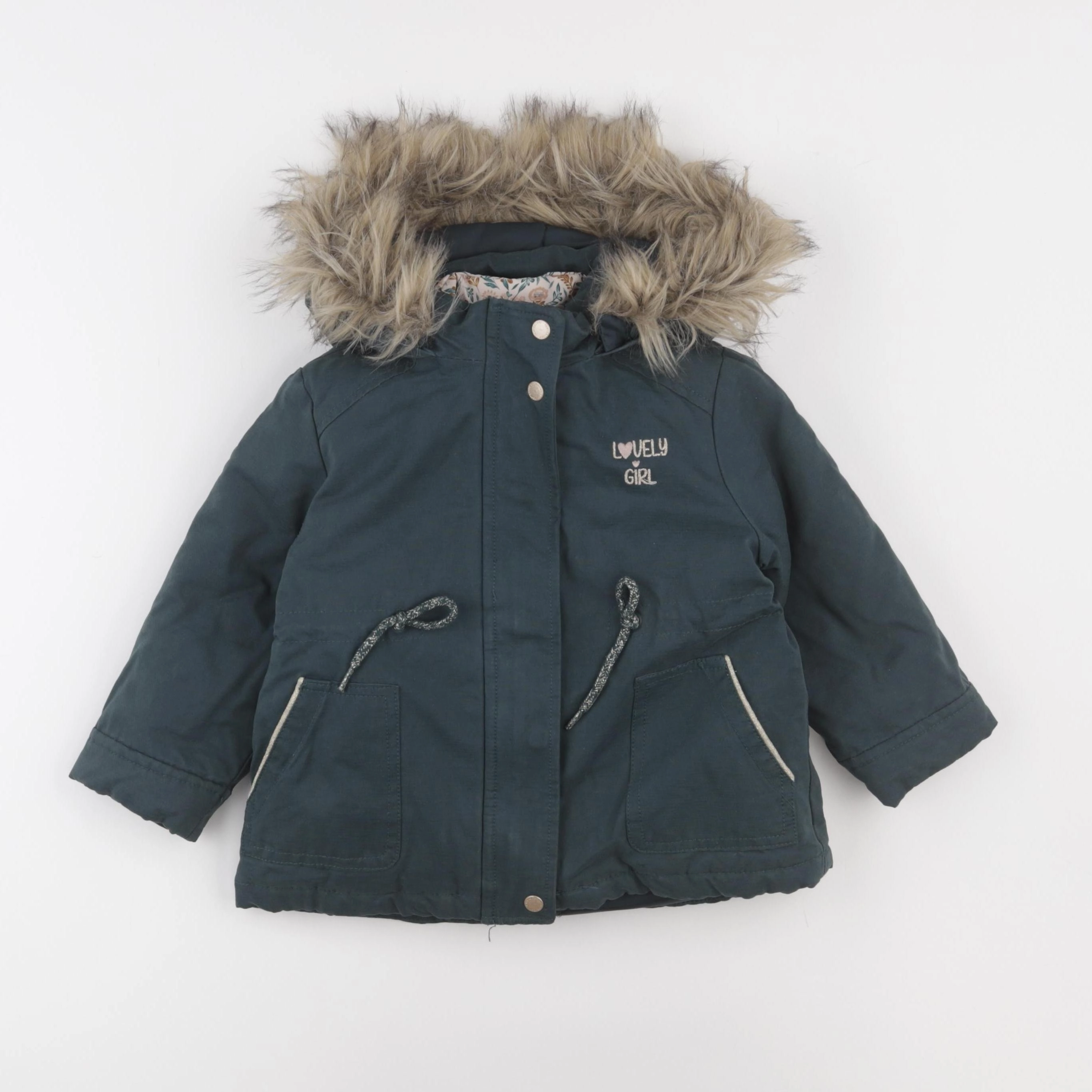Vertbaudet - manteau doublure amovible vert - 2 ans