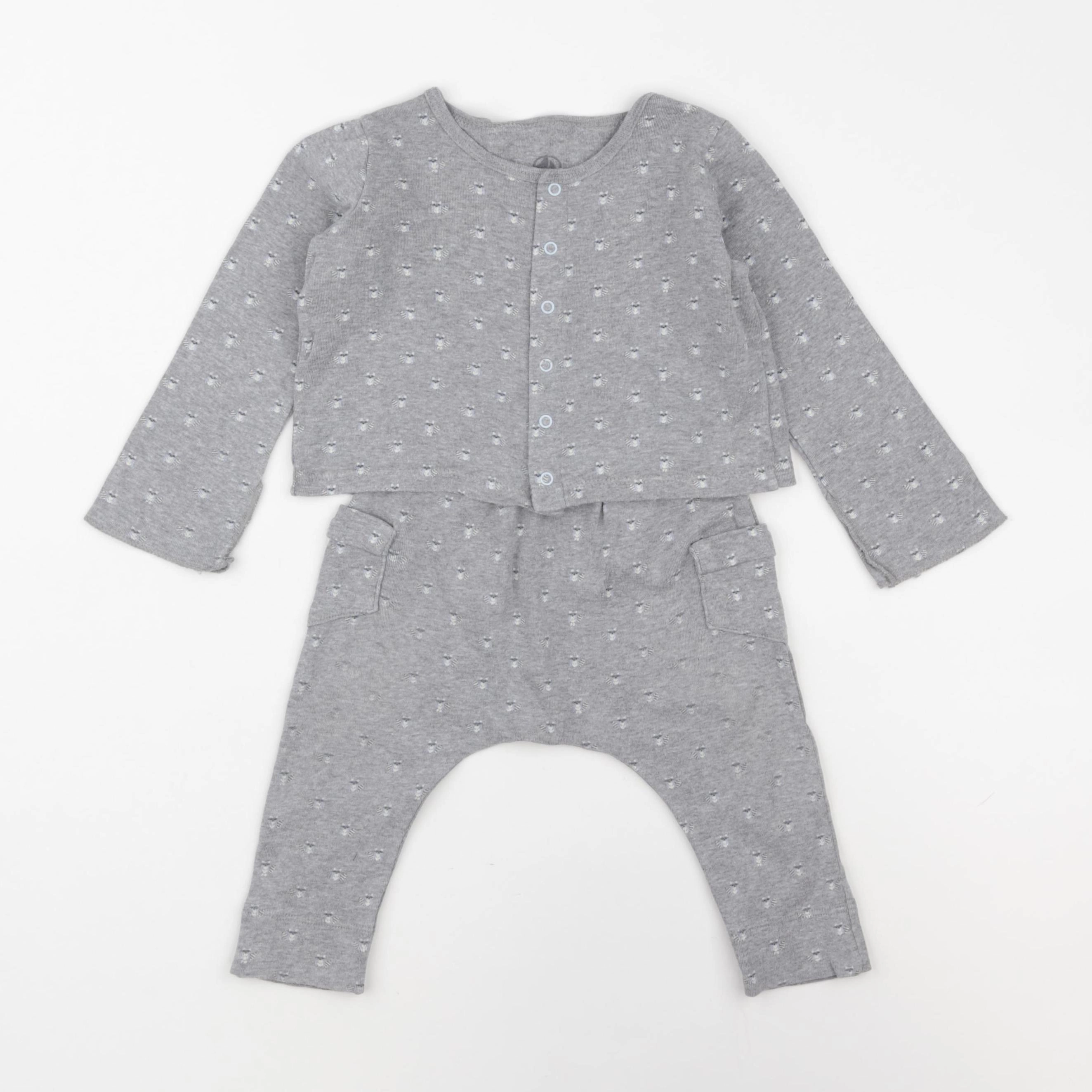 Petit Bateau - ensemble gris - 2 ans