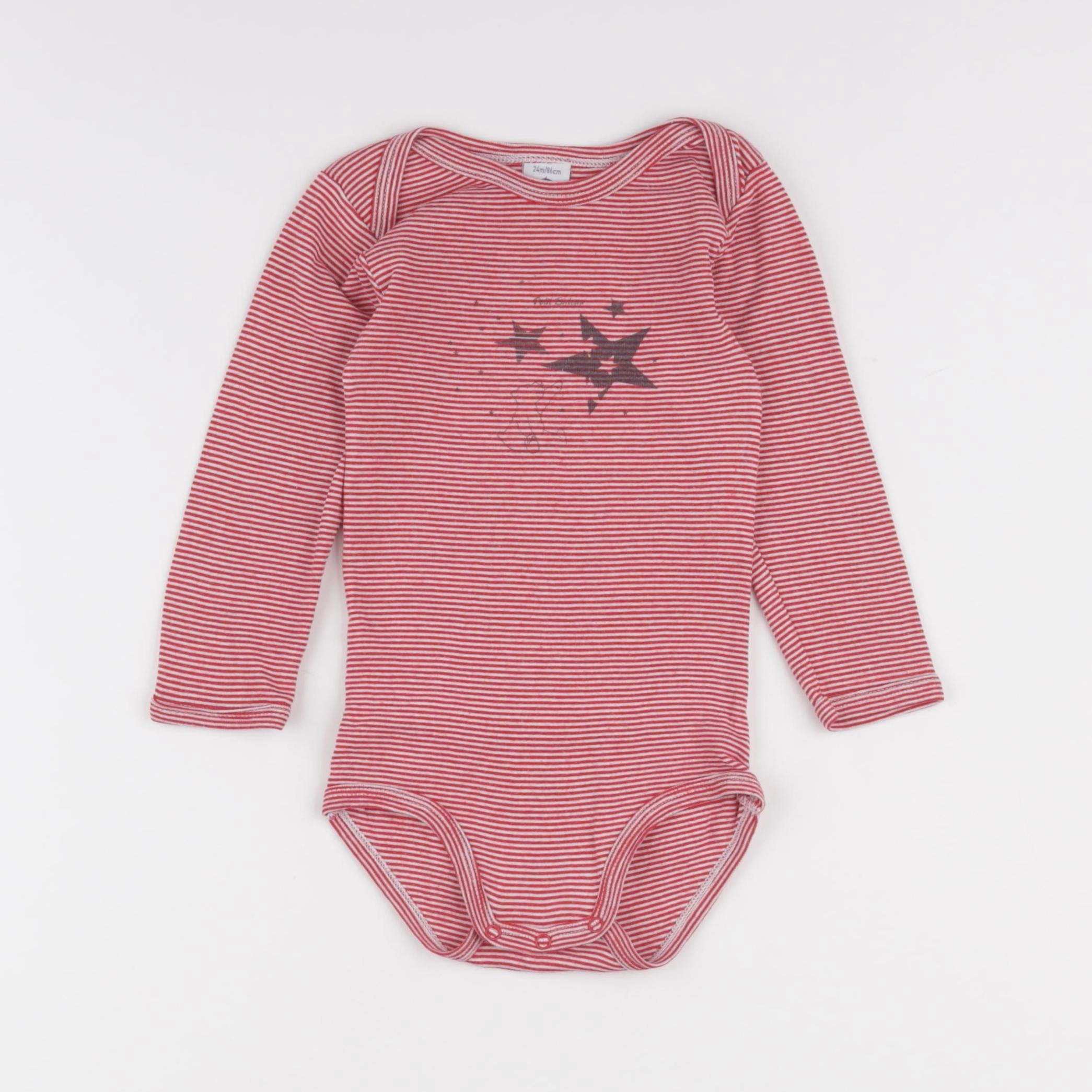 Petit Bateau - body rouge - 24 mois
