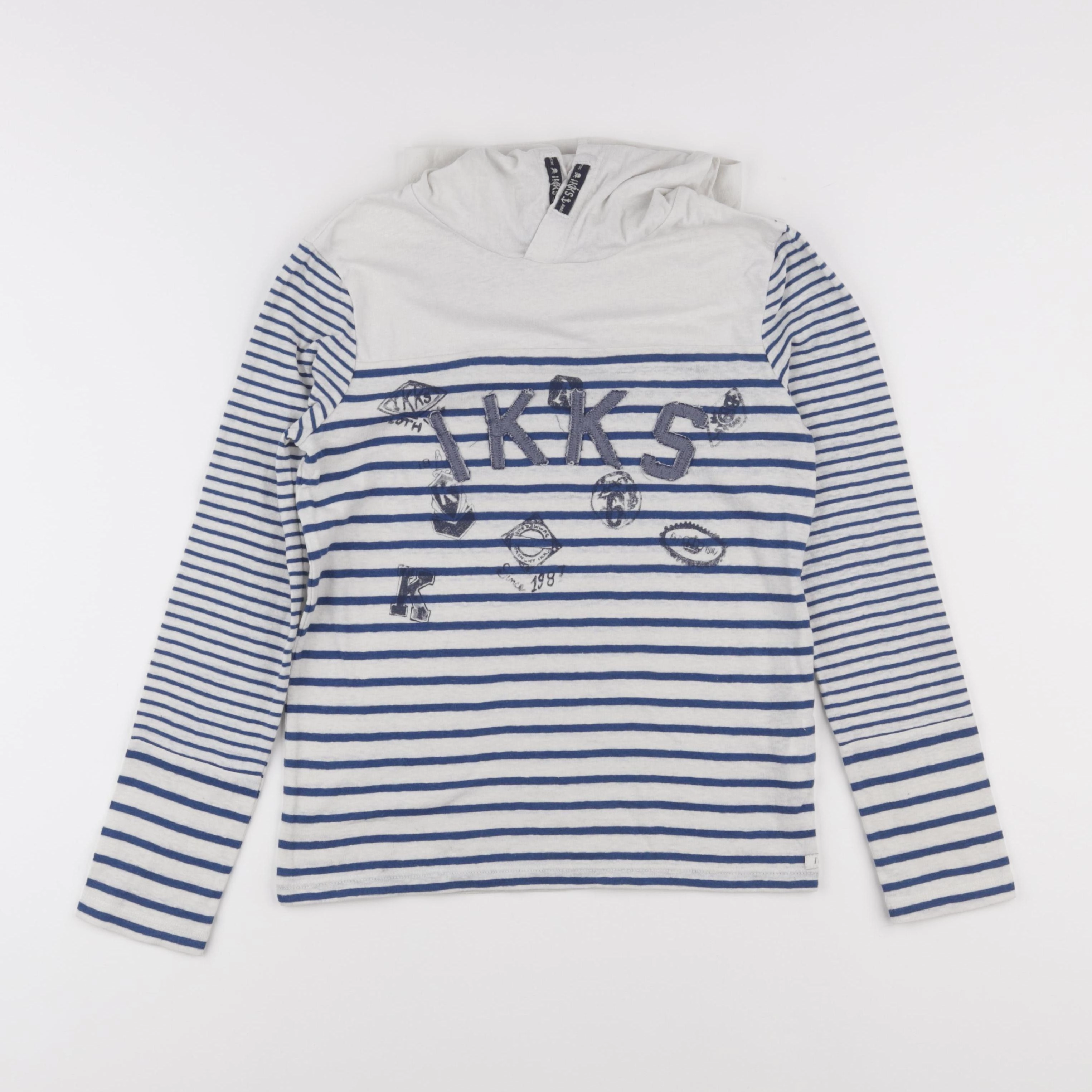 IKKS - tee-shirt blanc, bleu - 10 ans