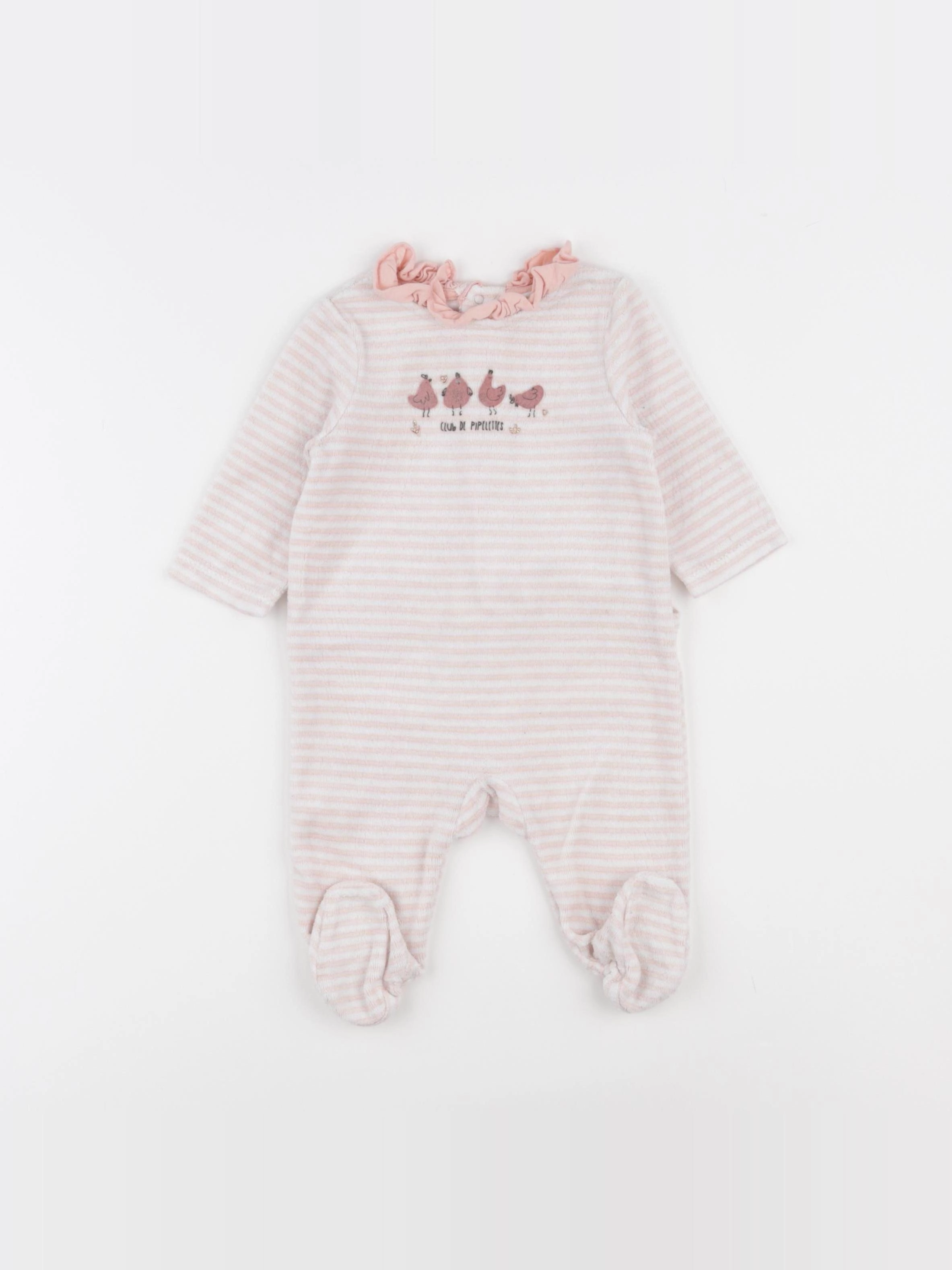 Tape à l'oeil - pyjama velours rose - 3 mois