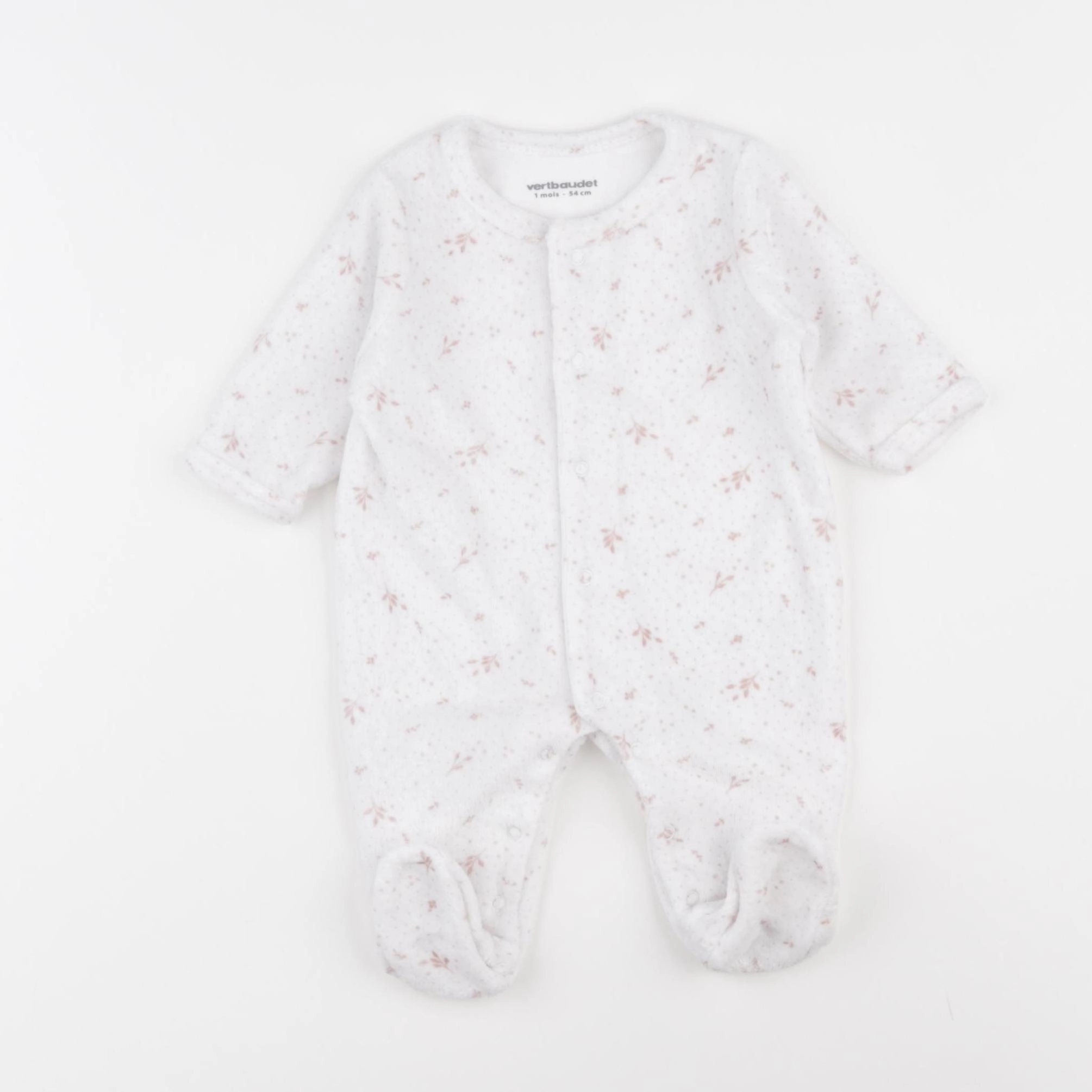 Vertbaudet - pyjama velours blanc - 1 mois