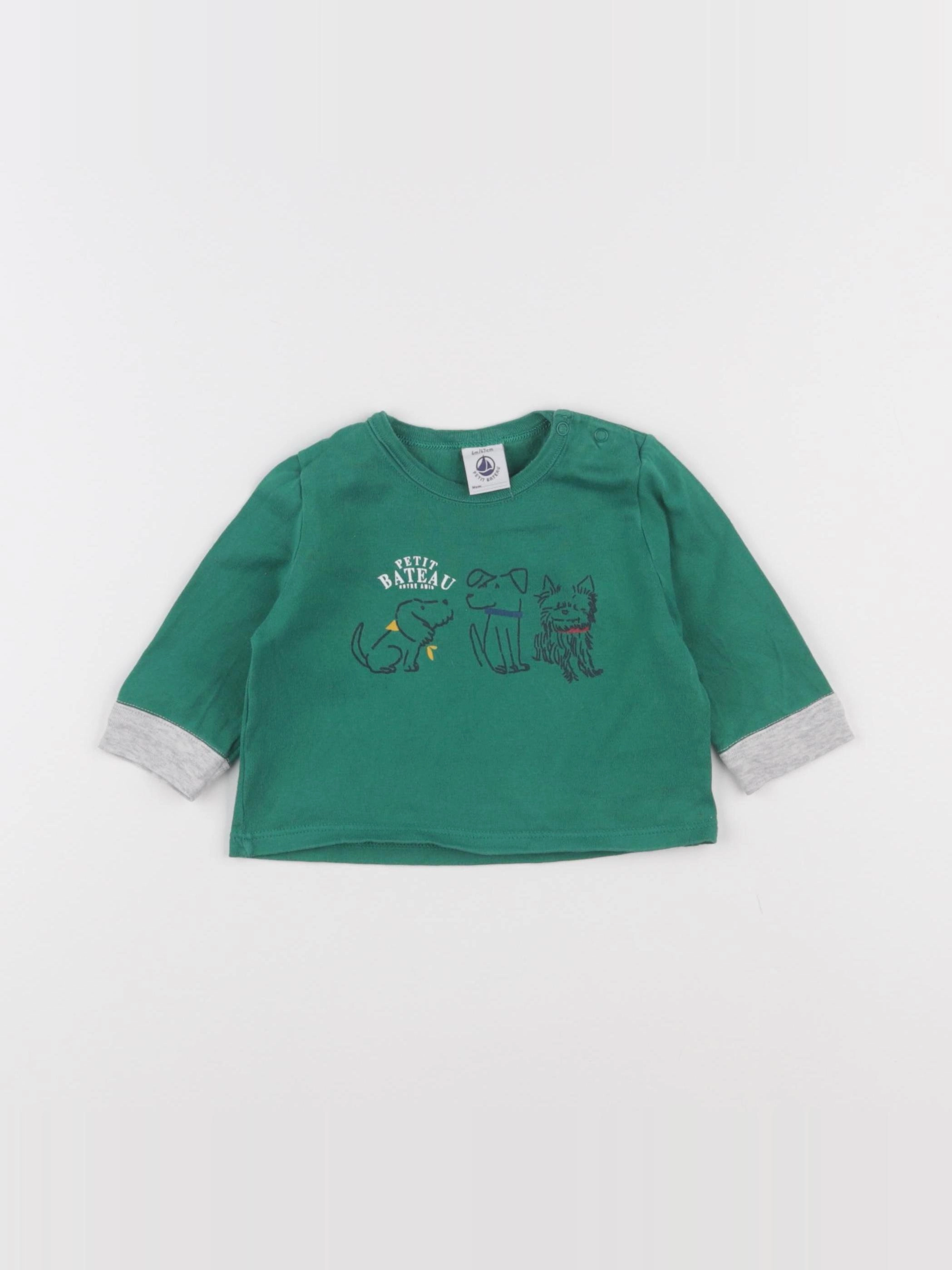 Petit Bateau - tee-shirt vert - 6 mois