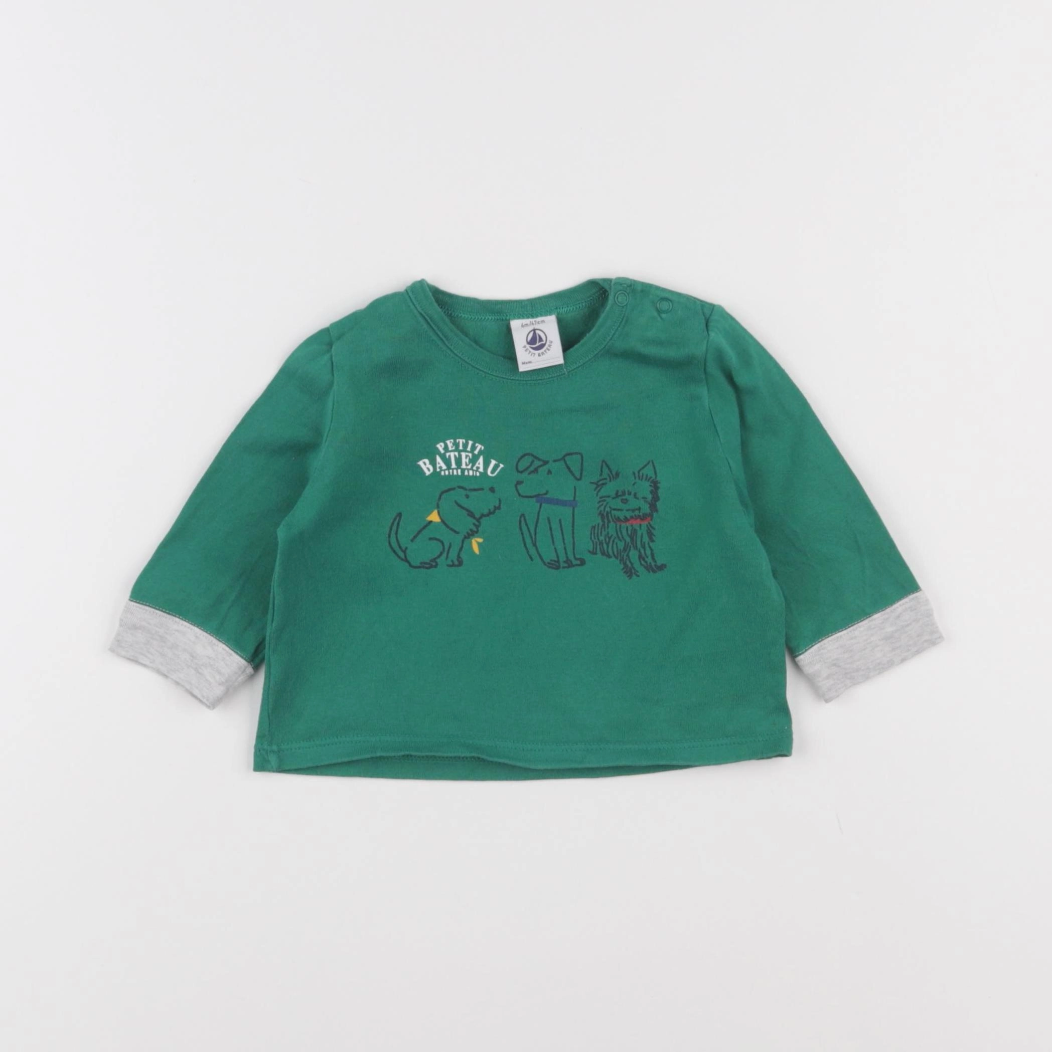 Petit Bateau - tee-shirt vert - 6 mois