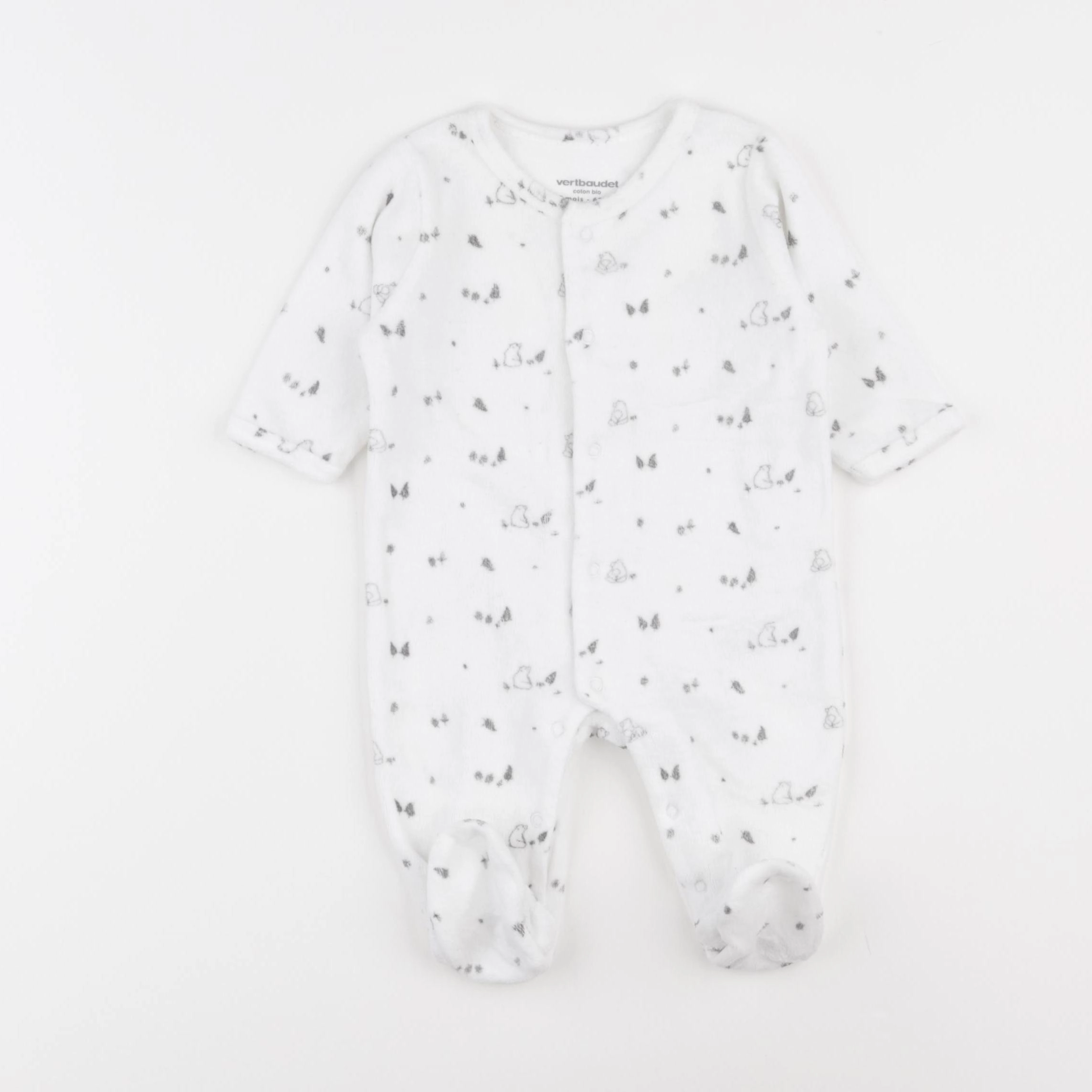 Vertbaudet - pyjama velours blanc - 3 mois