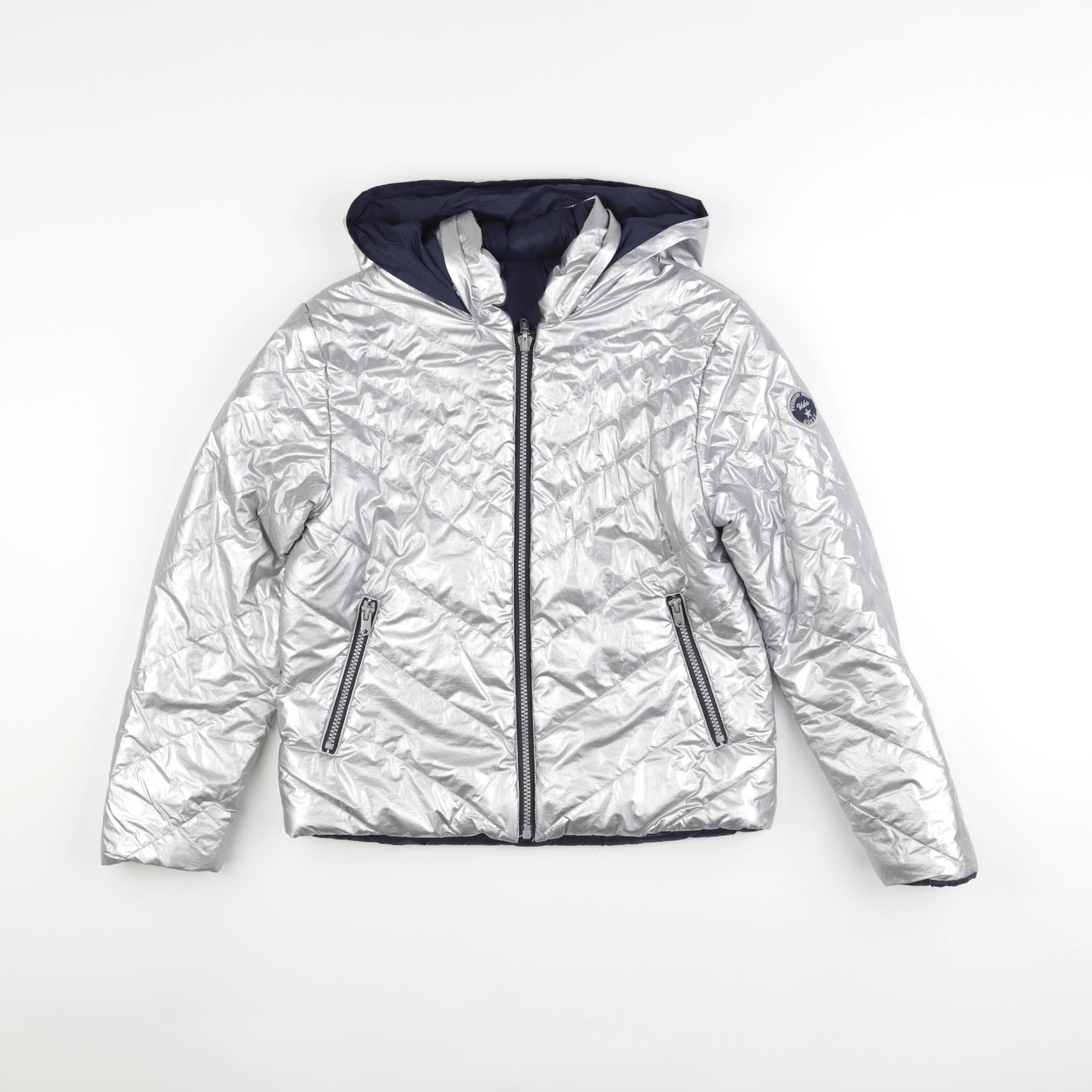 IKKS - doudoune réversible argent, bleu - 12 ans