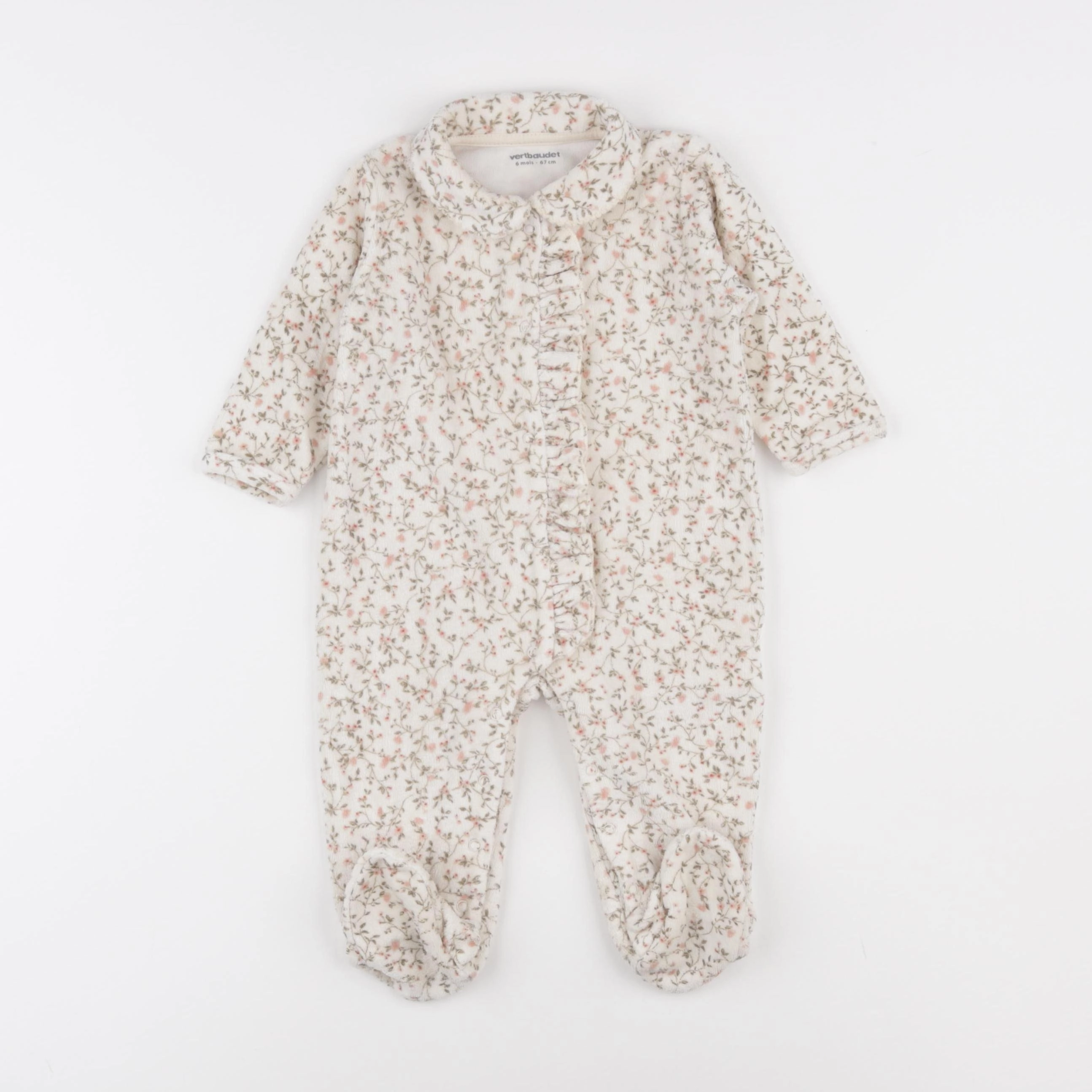 Vertbaudet - pyjama velours beige - 6 mois