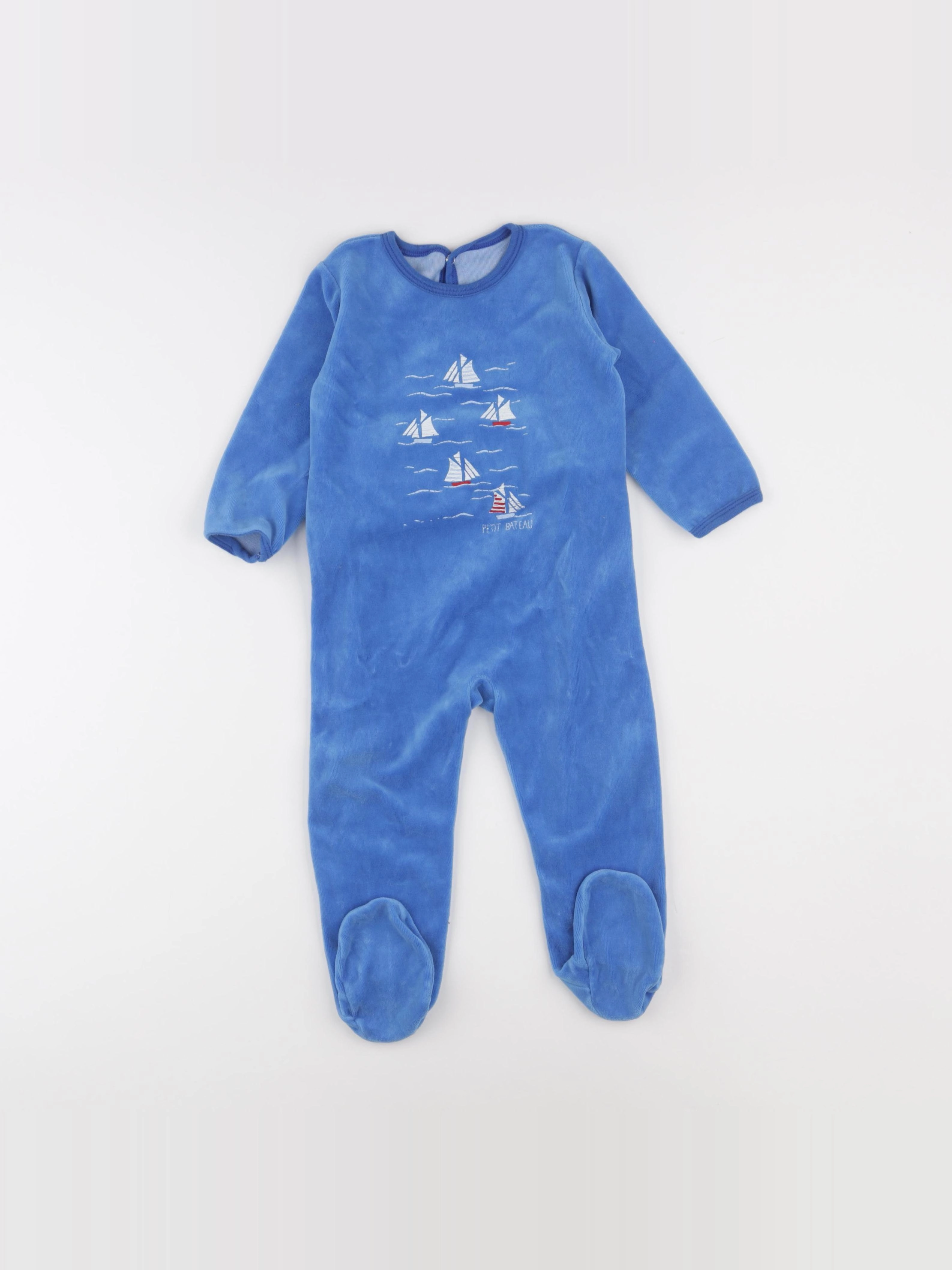 Petit Bateau - pyjama velours bleu - 24 mois