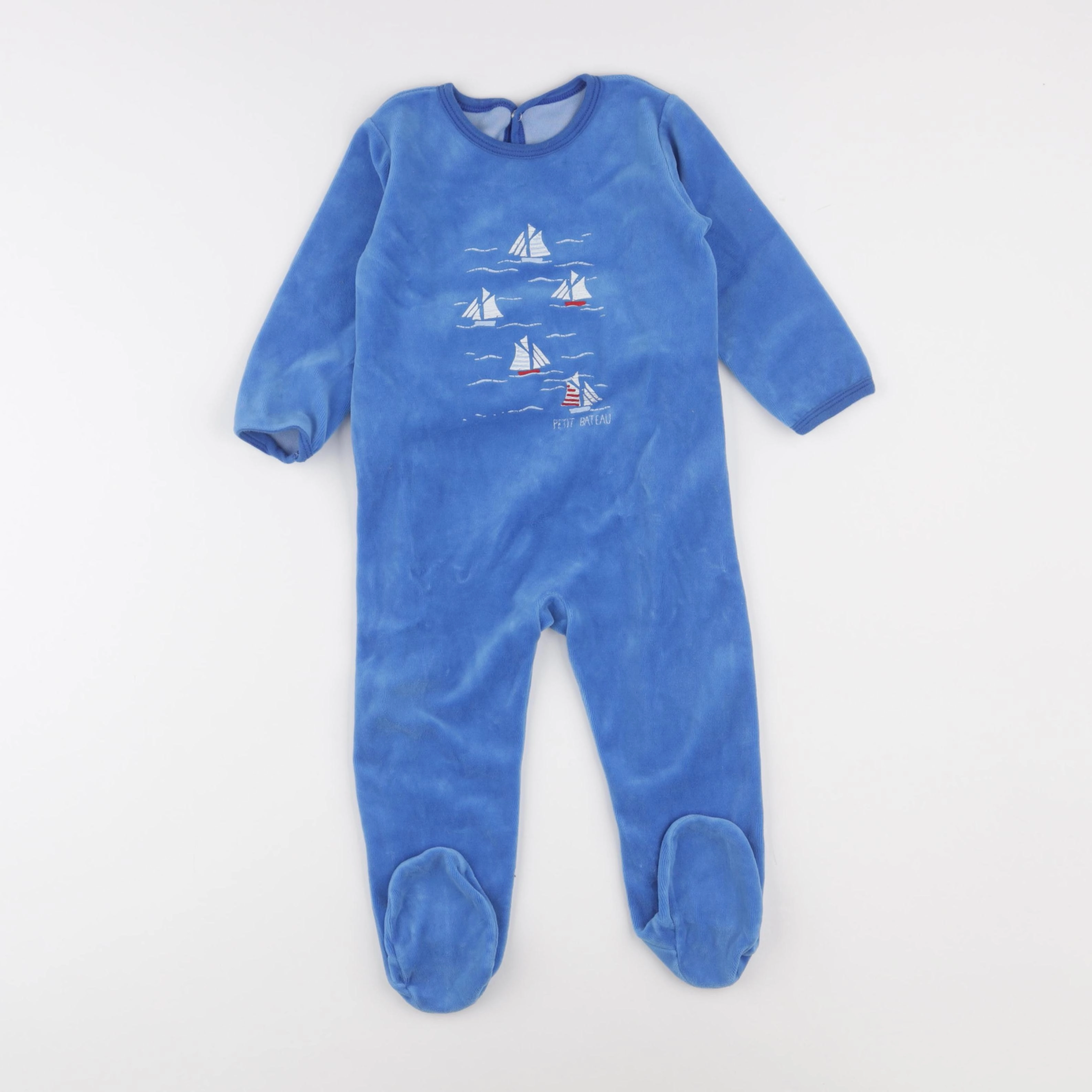 Petit Bateau - pyjama velours bleu - 24 mois