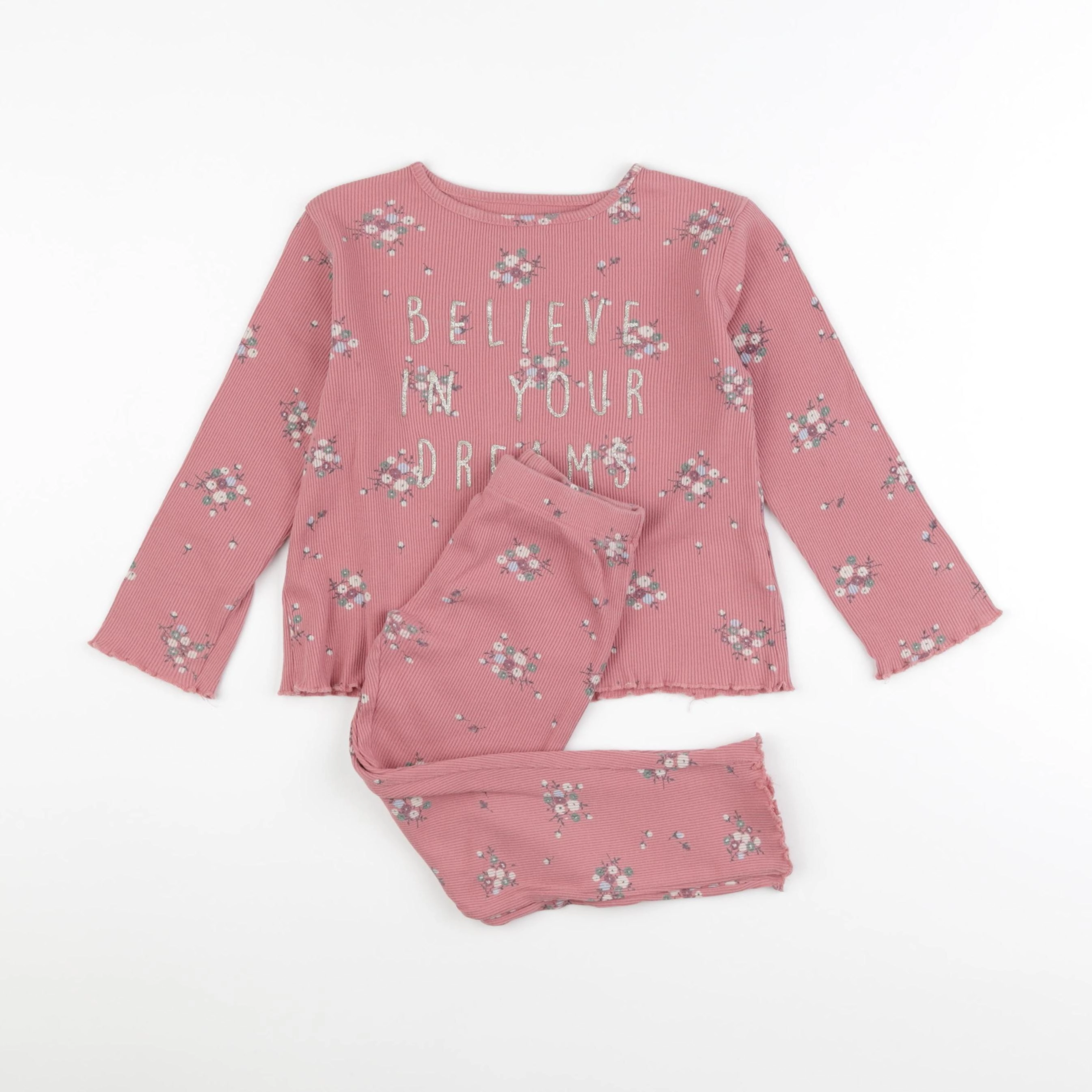 Vertbaudet - pyjama coton rose - 5 ans