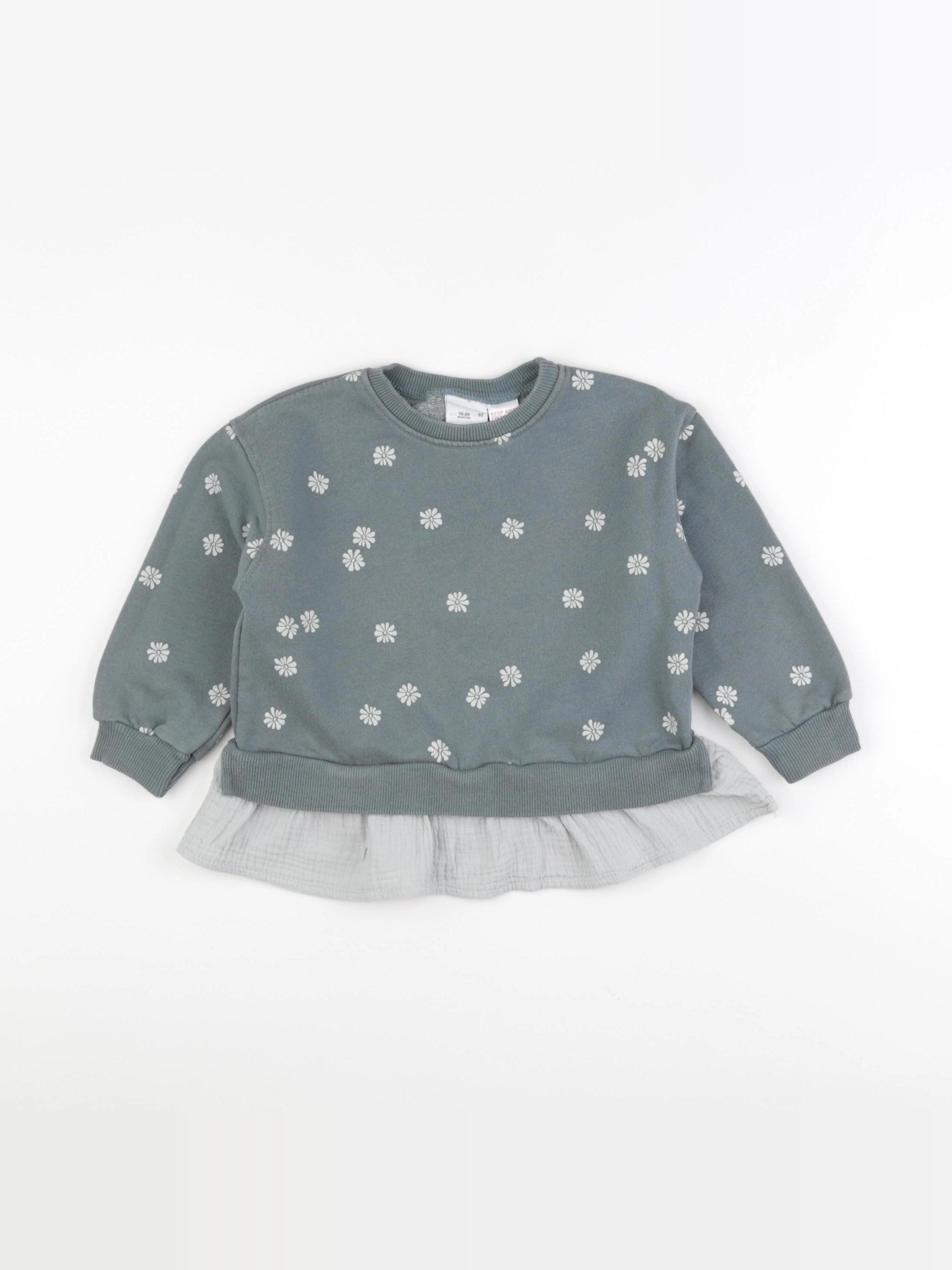 Zara - sweat vert - 18/24 mois