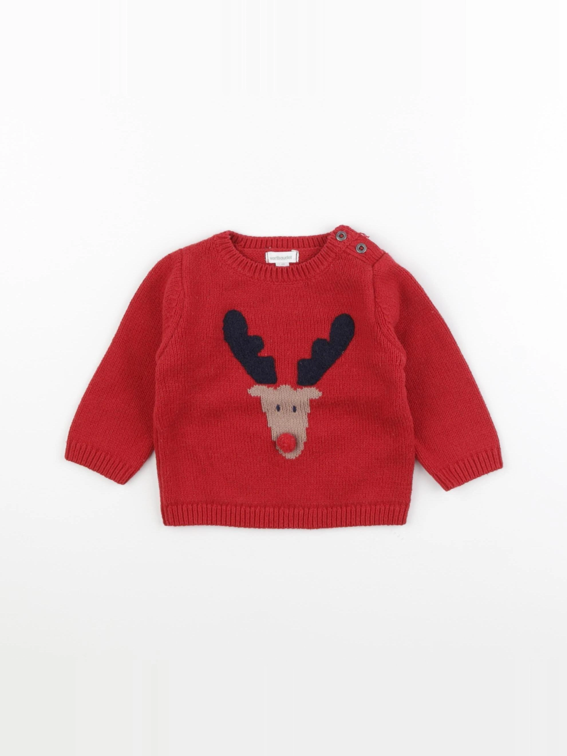 Vertbaudet - pull rouge - 9 mois