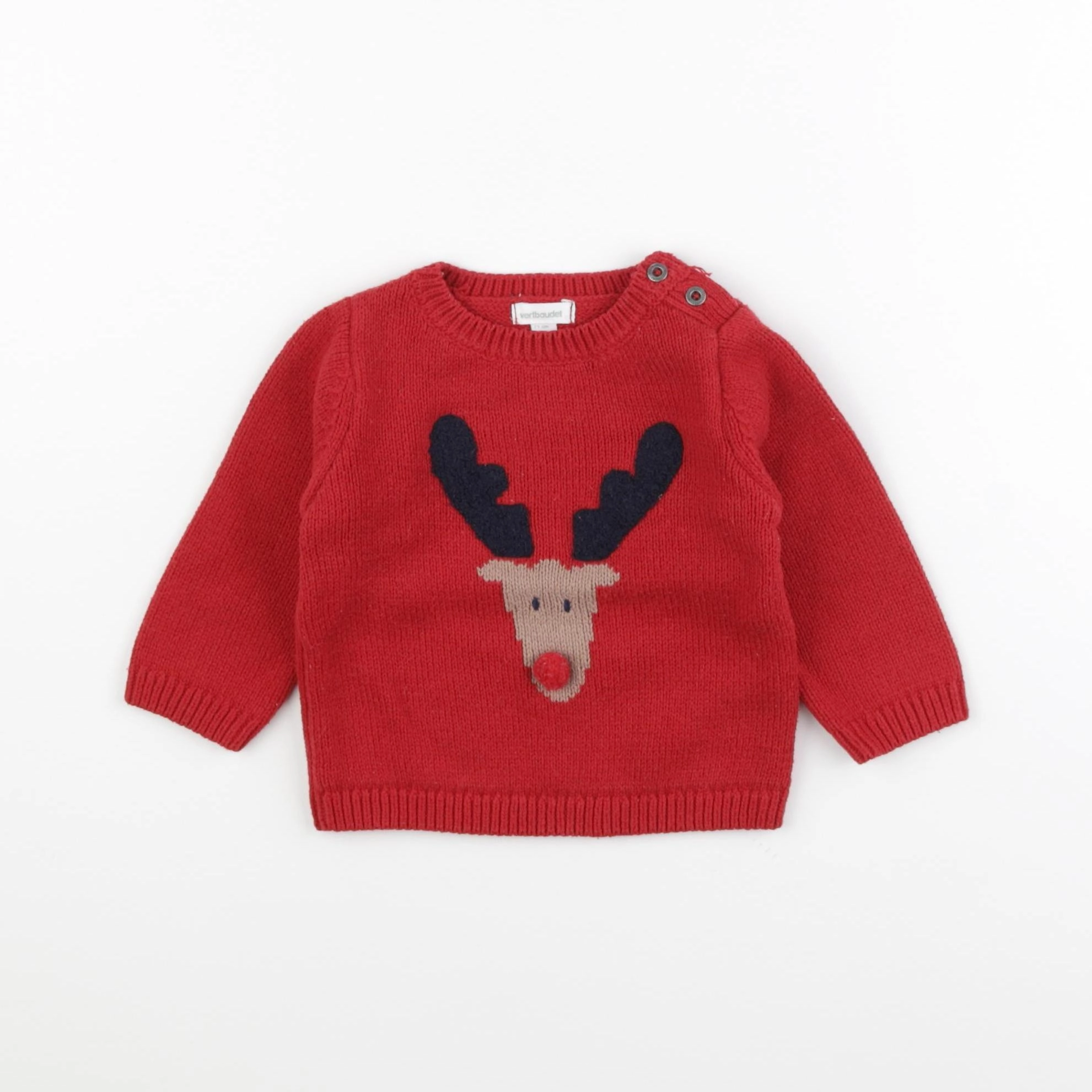 Vertbaudet - pull rouge - 9 mois