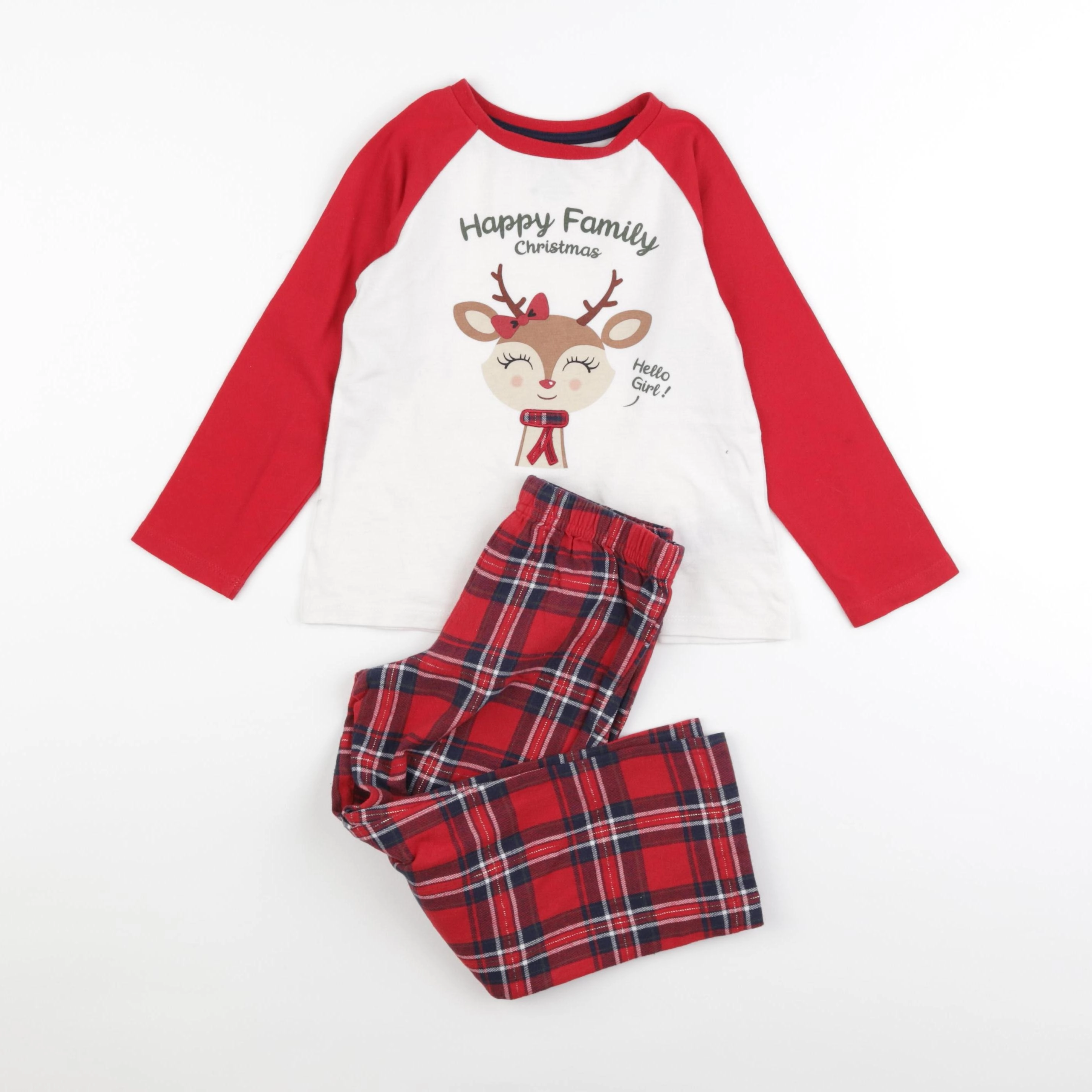 Vertbaudet - pyjama coton rouge, blanc - 5 ans