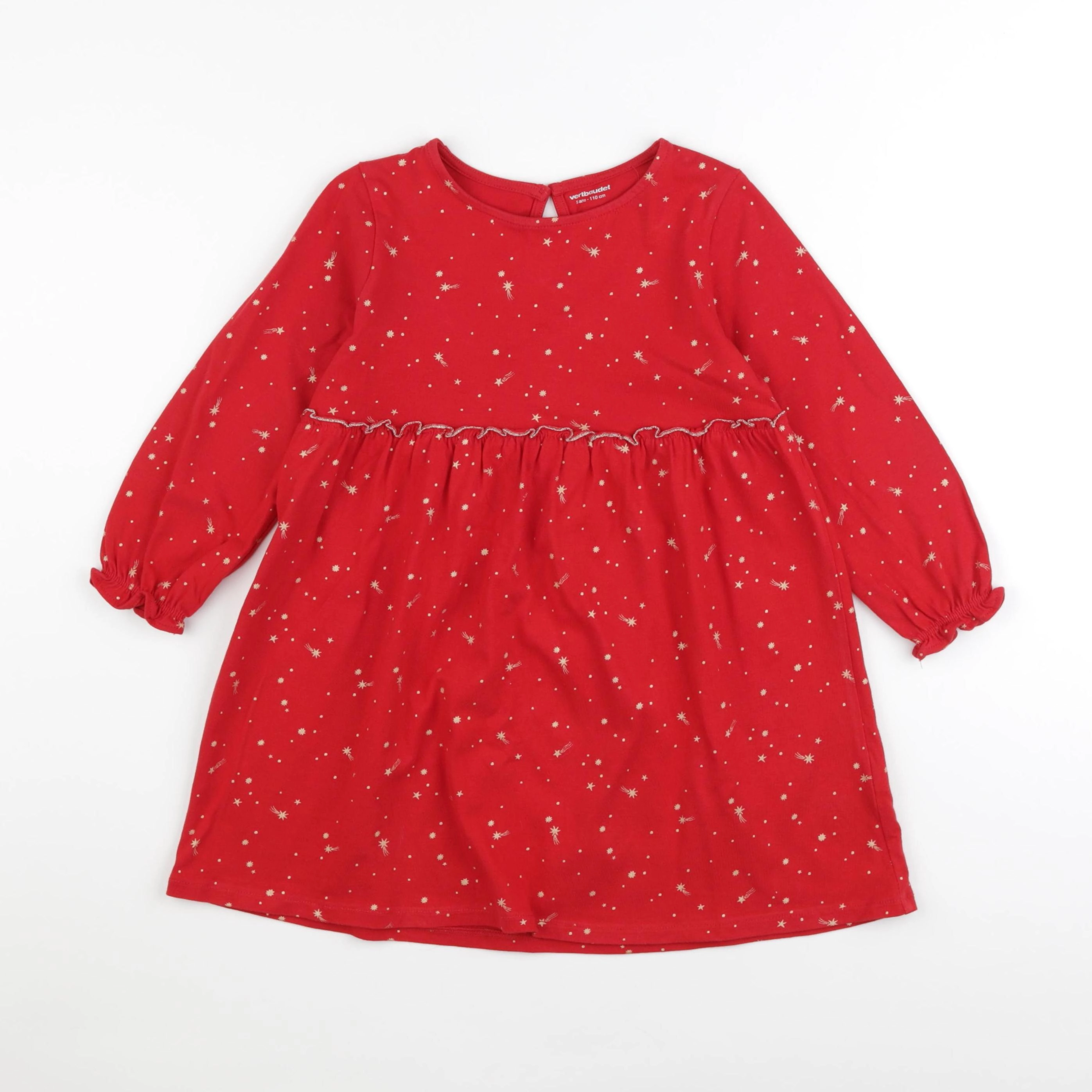 Vertbaudet - robe rouge, or - 5 ans