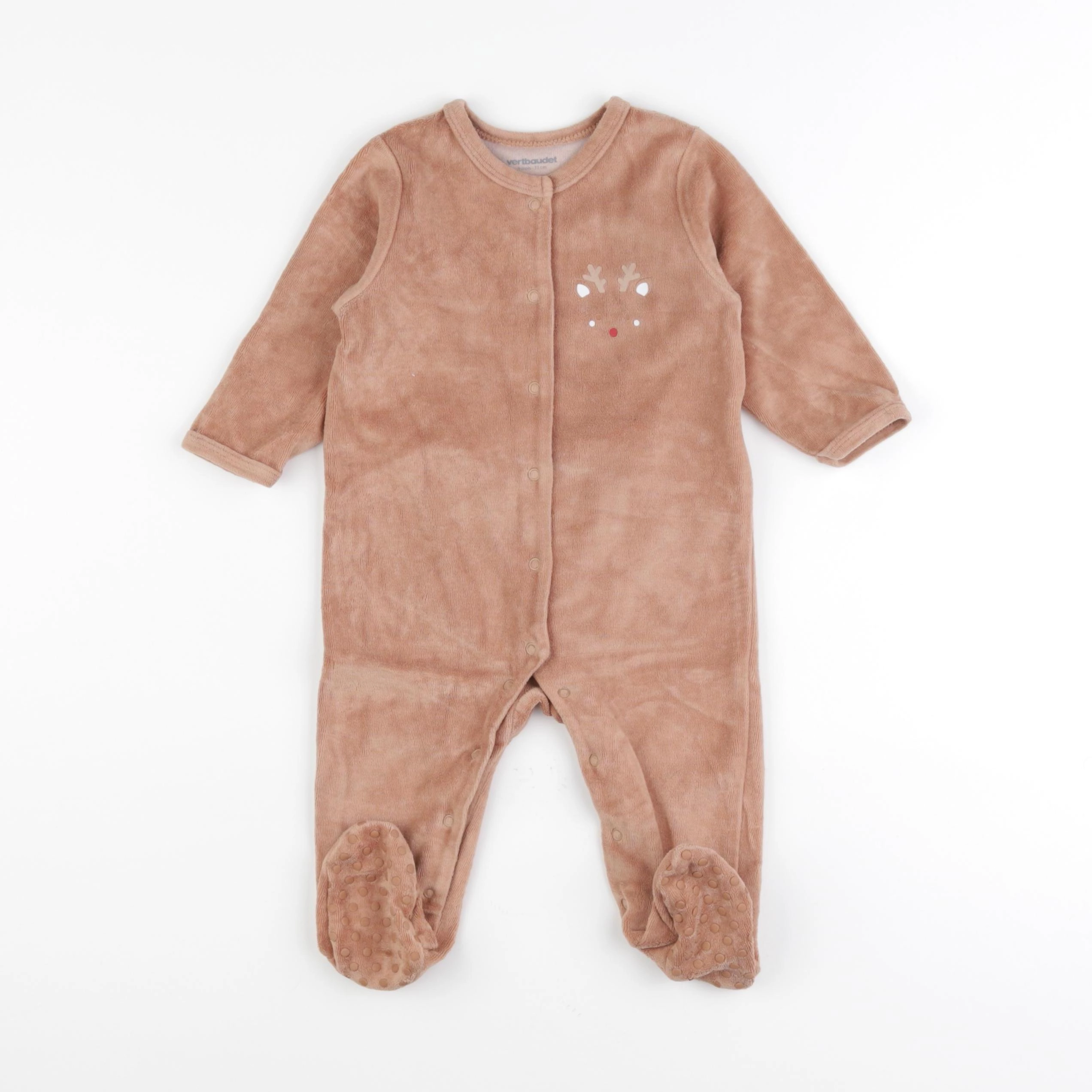 Vertbaudet - pyjama velours marron - 9 mois