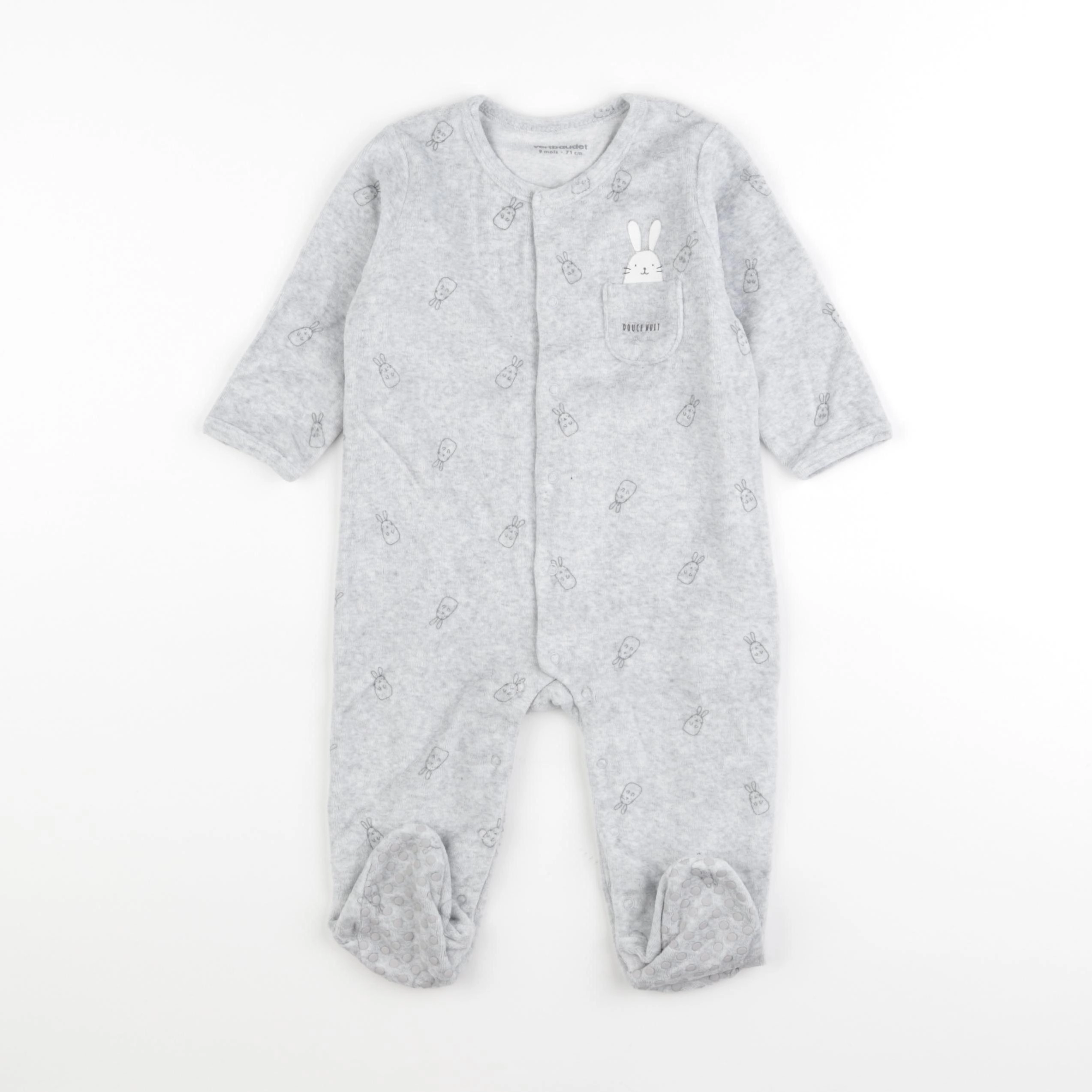 Vertbaudet - pyjama velours gris - 9 mois