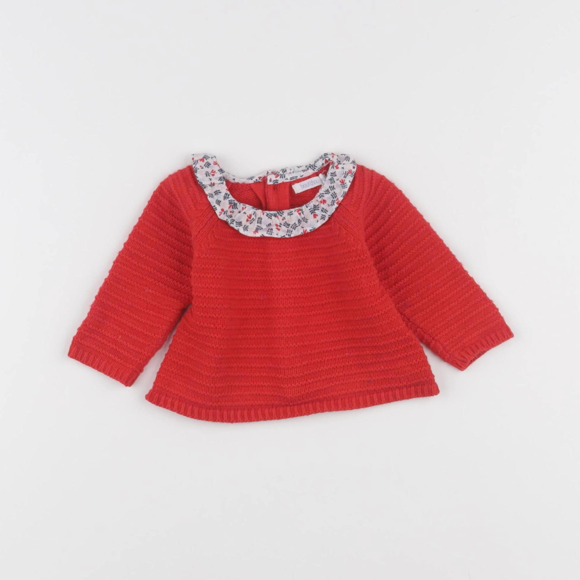 Boutchou - pull rouge - 3 mois