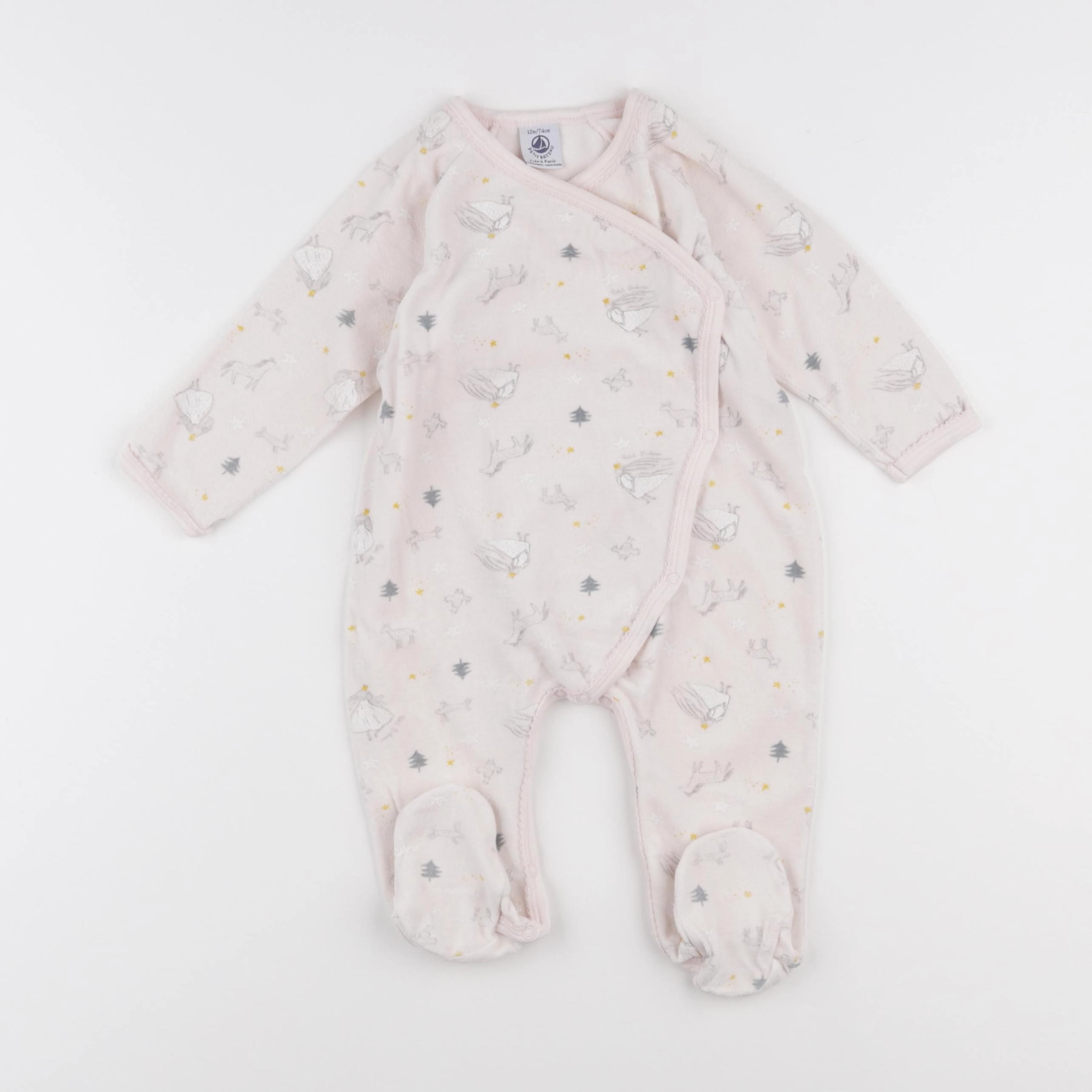Petit Bateau - pyjama velours rose - 12 mois