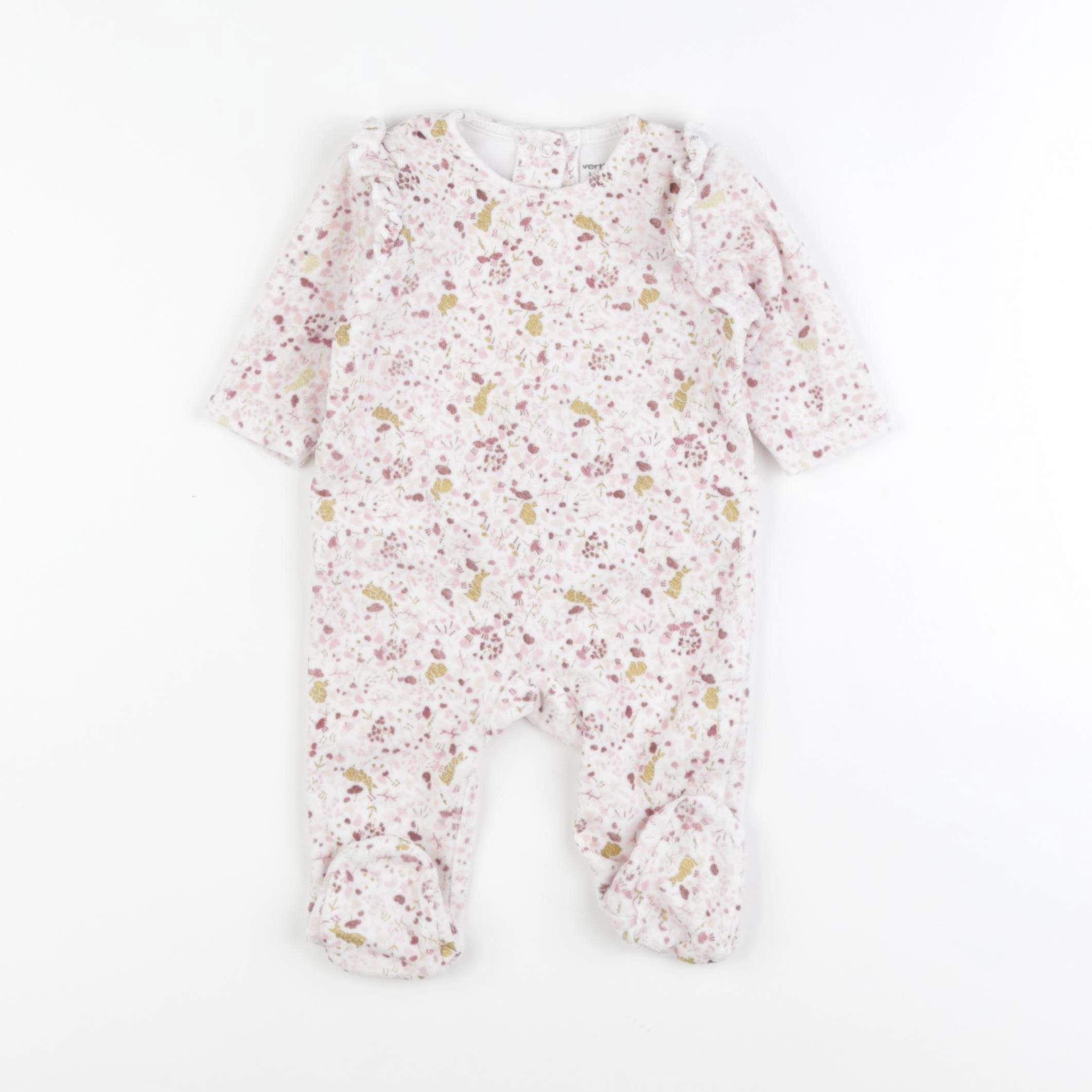 Vertbaudet - pyjama velours multicolore - 3 mois