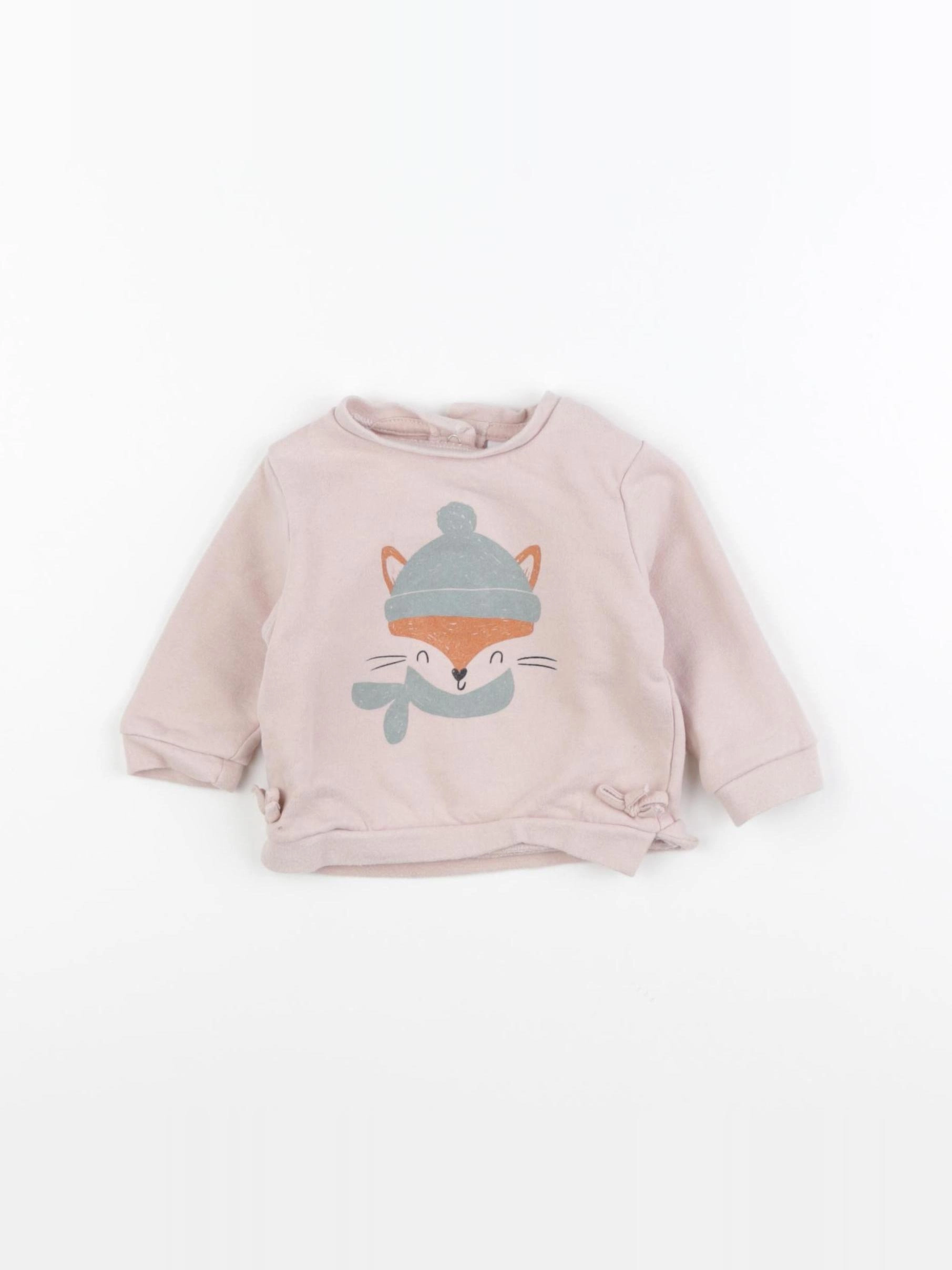 Vertbaudet - sweat rose - 3 mois