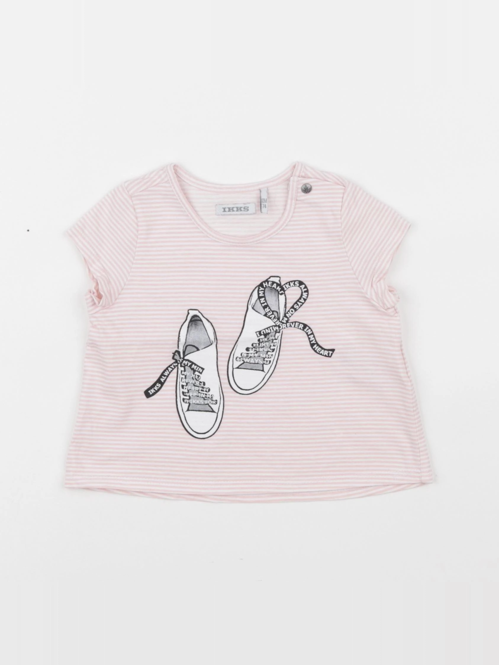 IKKS - tee-shirt blanc, rose - 12 mois