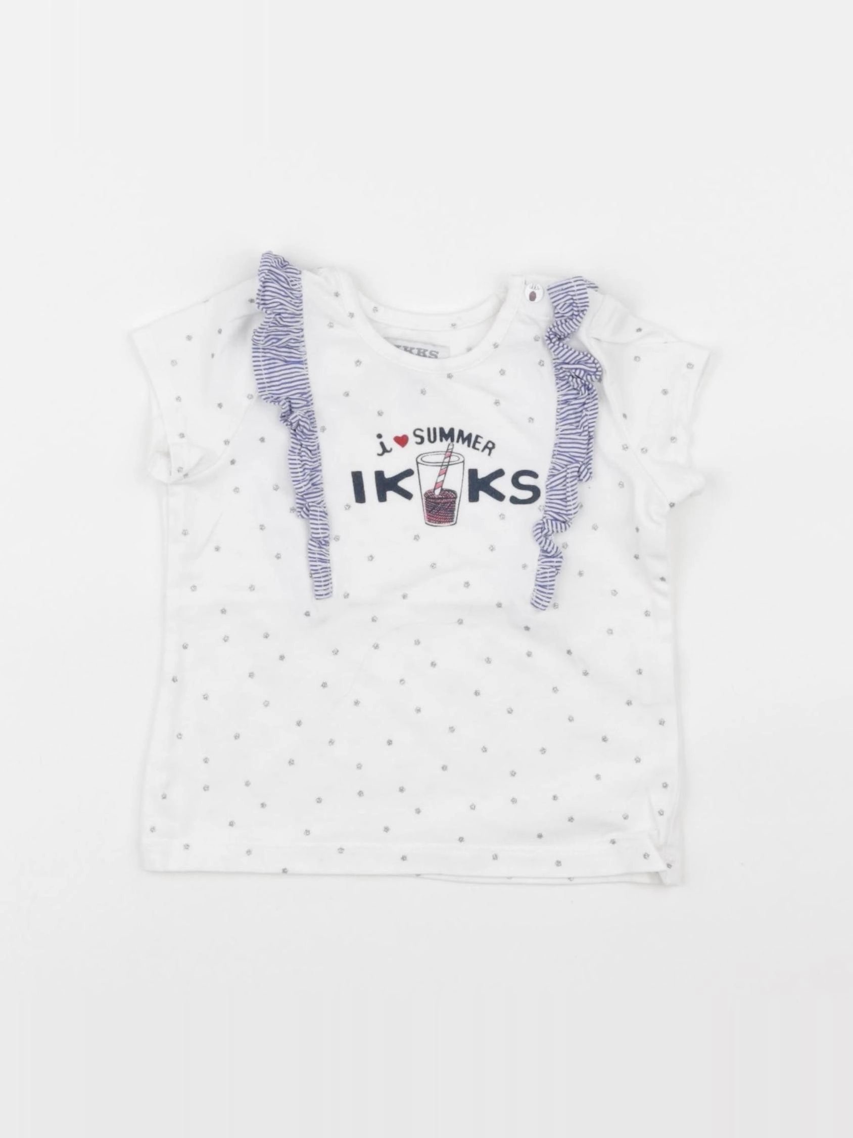 IKKS - tee-shirt blanc, bleu - 12 mois