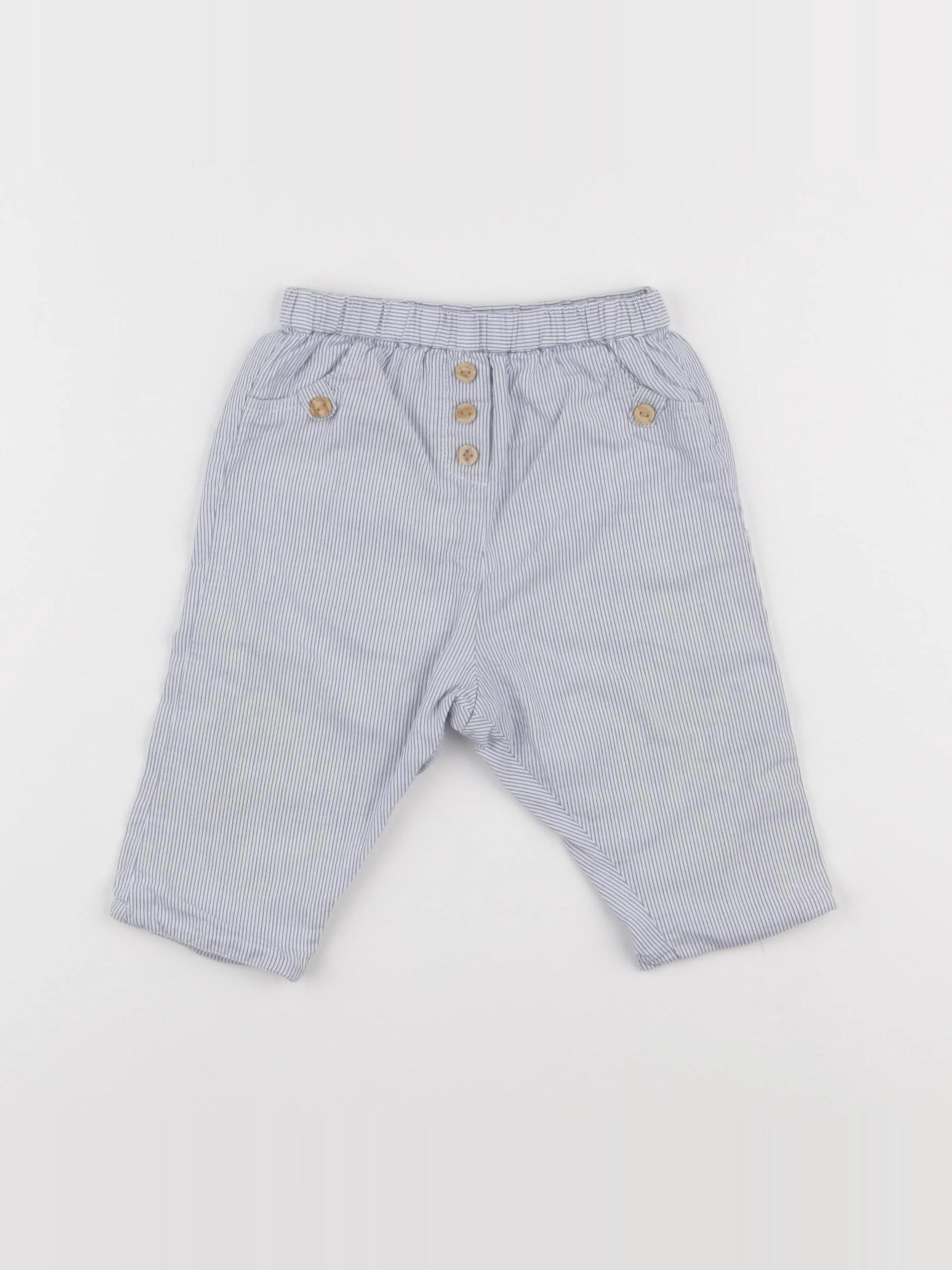 Cyrillus - pantalon blanc, bleu - 6 mois
