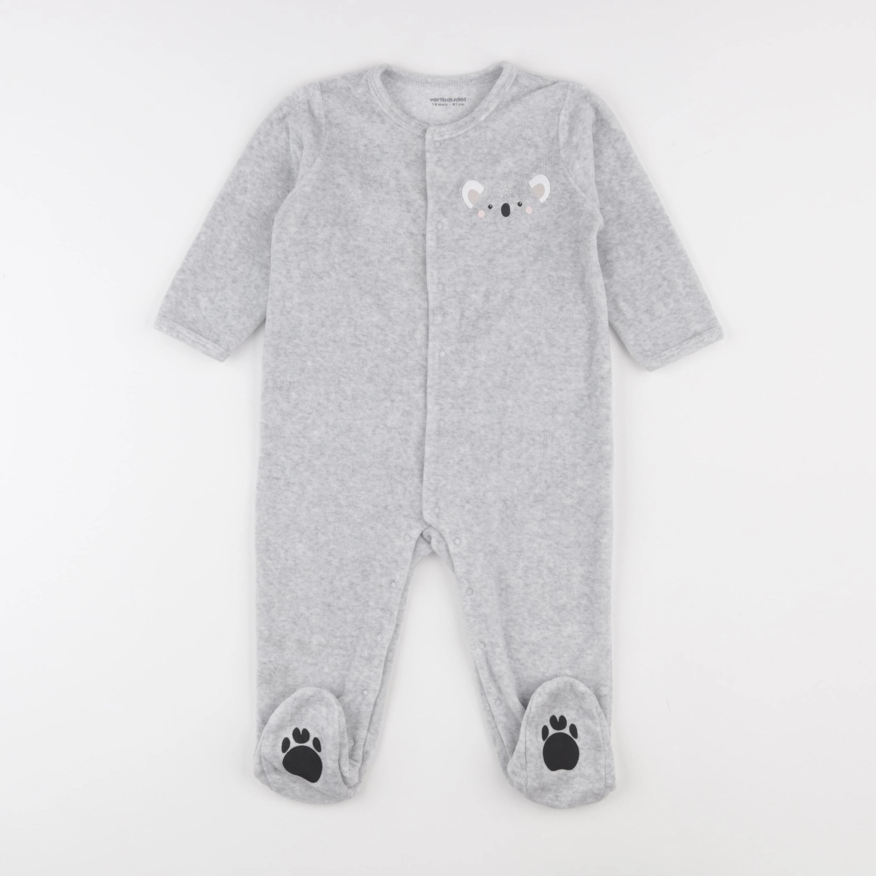 Vertbaudet - pyjama velours gris - 18 mois