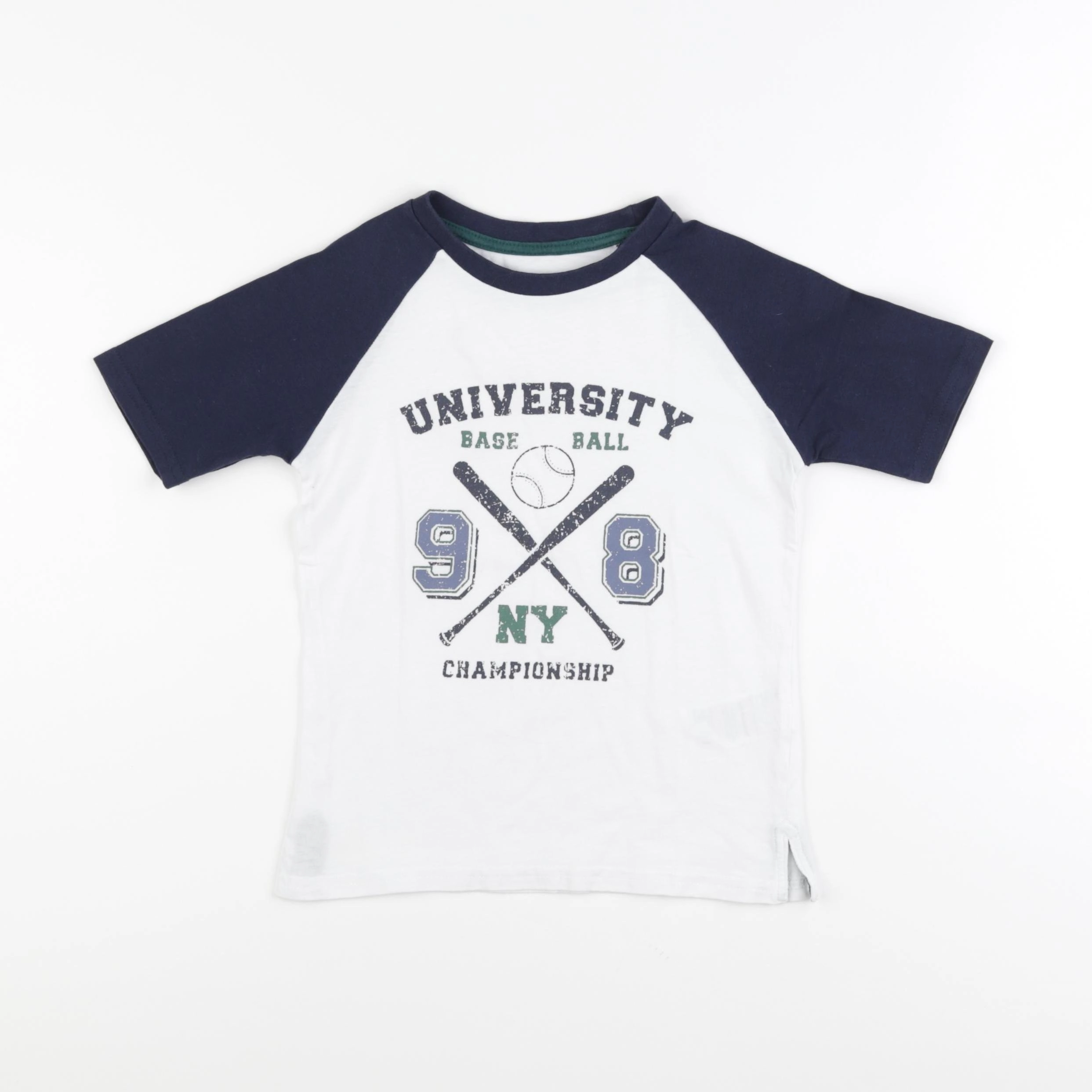 Vertbaudet - tee-shirt blanc, bleu - 6 ans