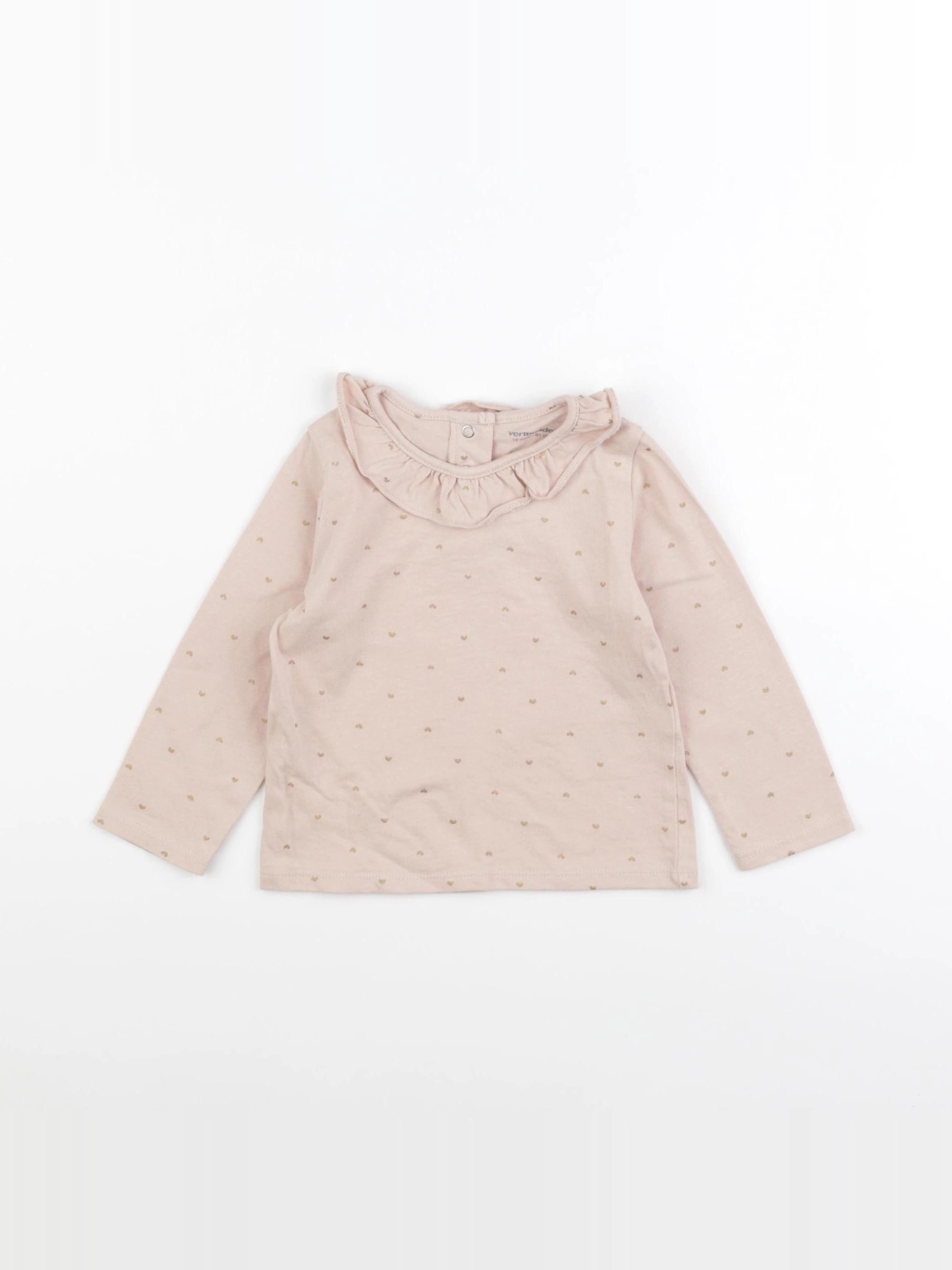 Vertbaudet - tee-shirt rose, or - 18 mois