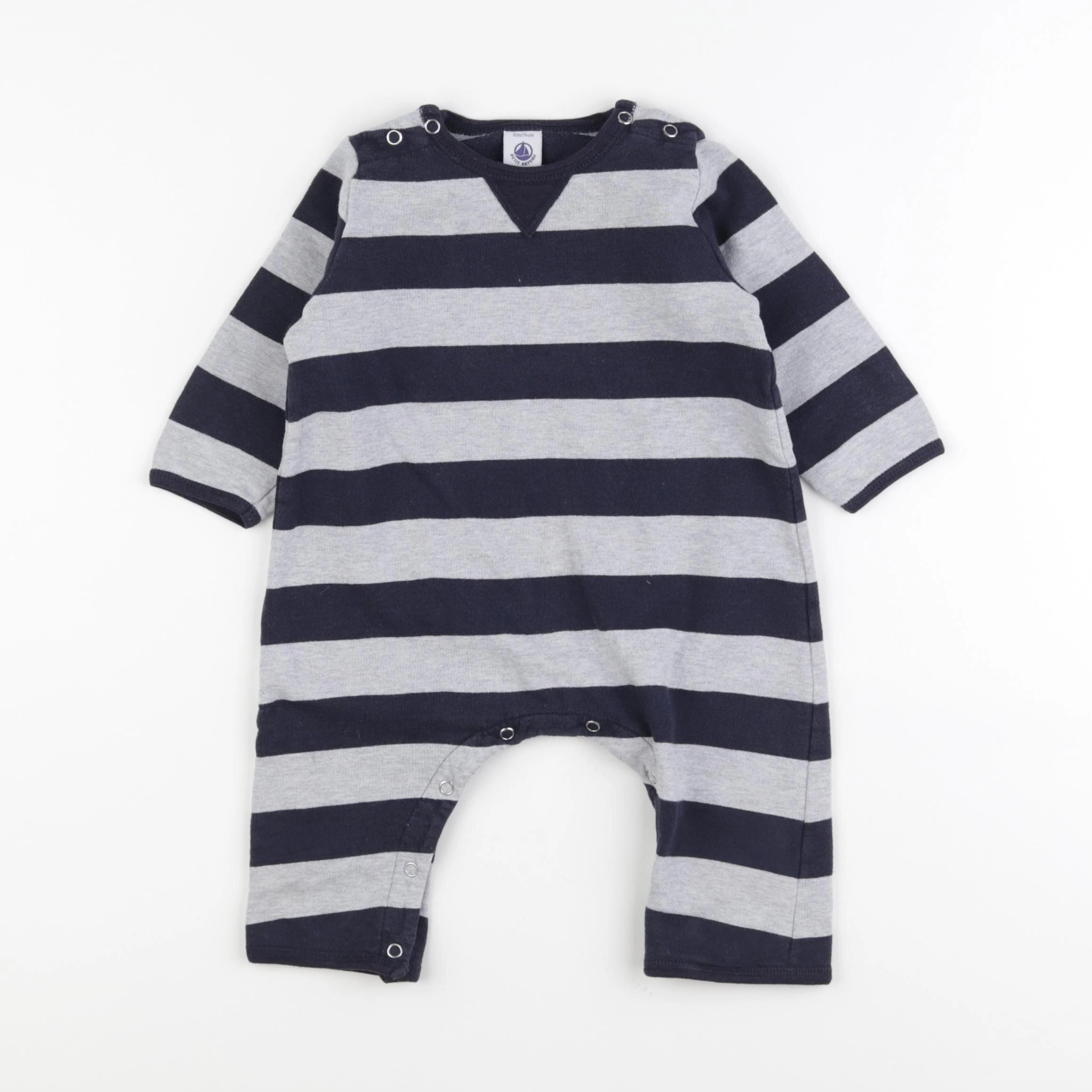 Petit Bateau - combinaison gris, bleu - 12 mois