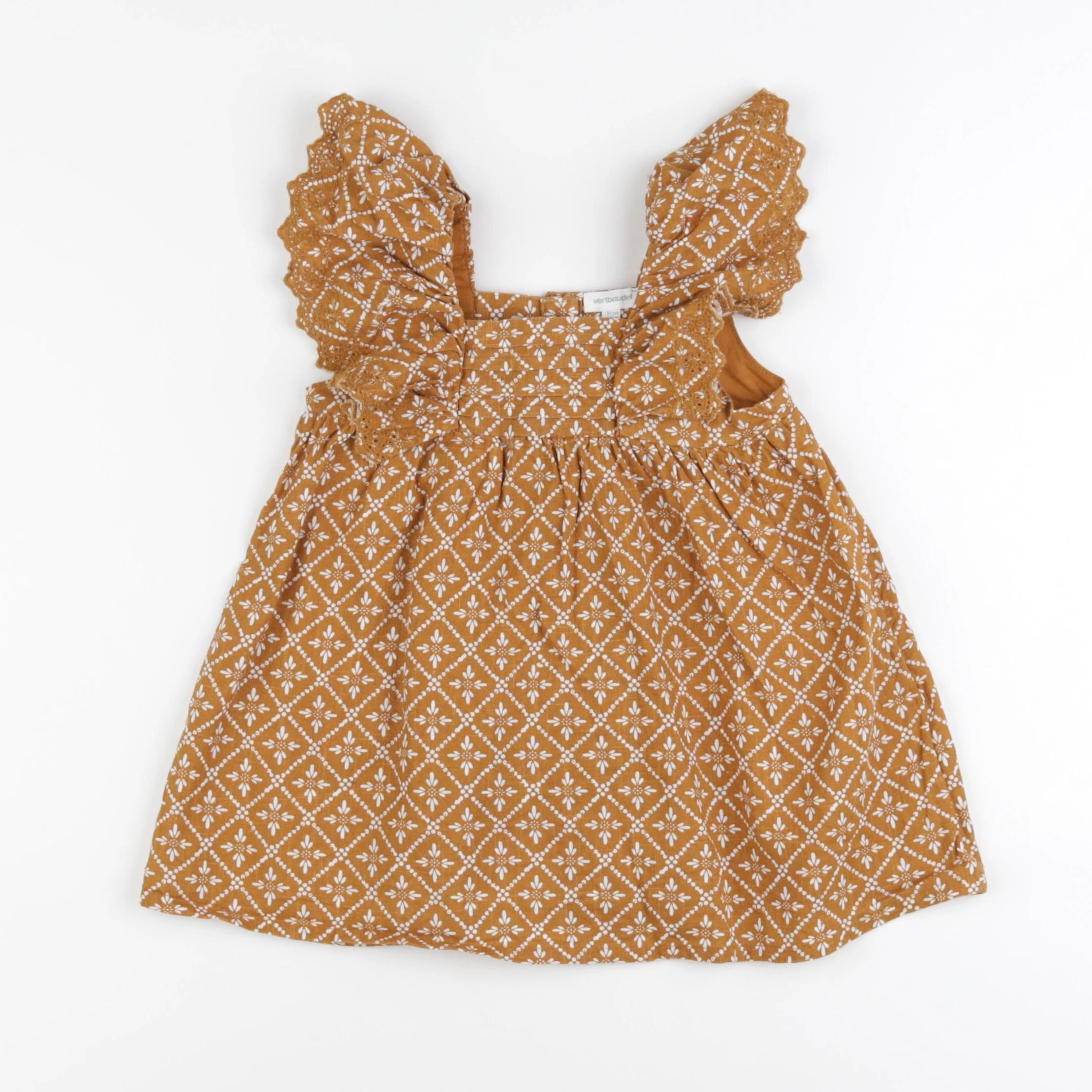 Vertbaudet - robe jaune, blanc - 18 mois