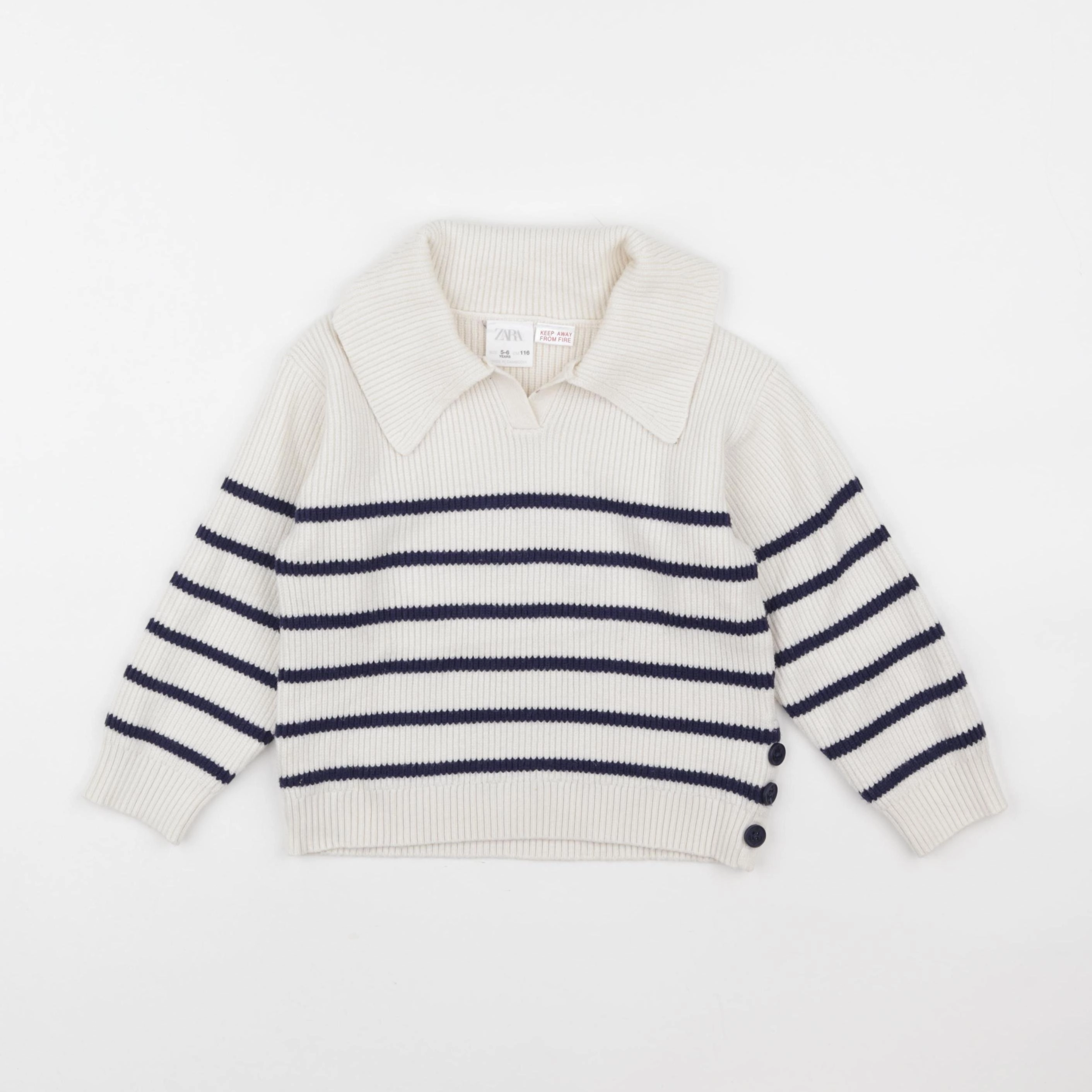 Zara - pull beige, bleu - 5/6 ans