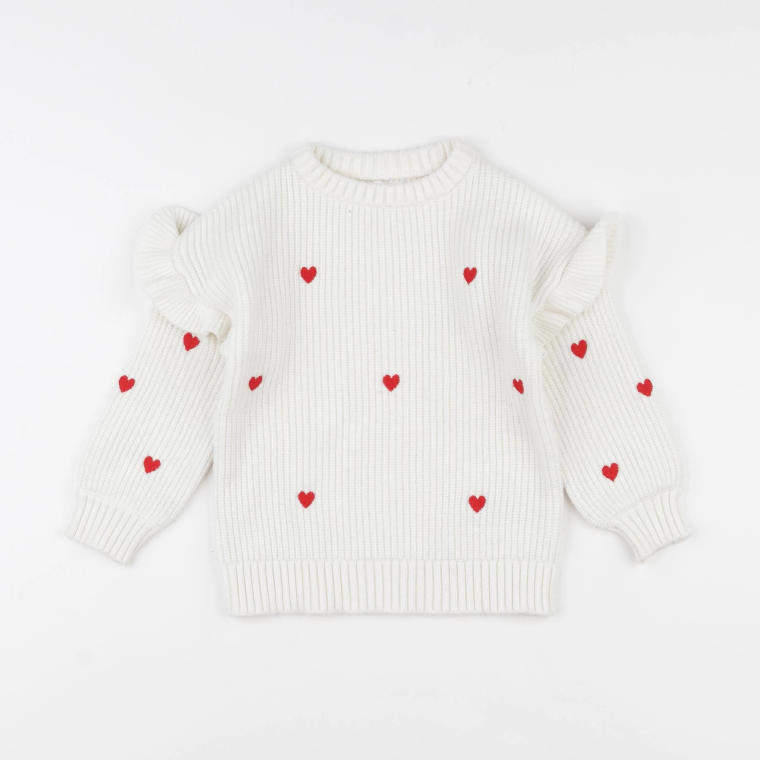 Vertbaudet - pull blanc, rouge - 3 ans