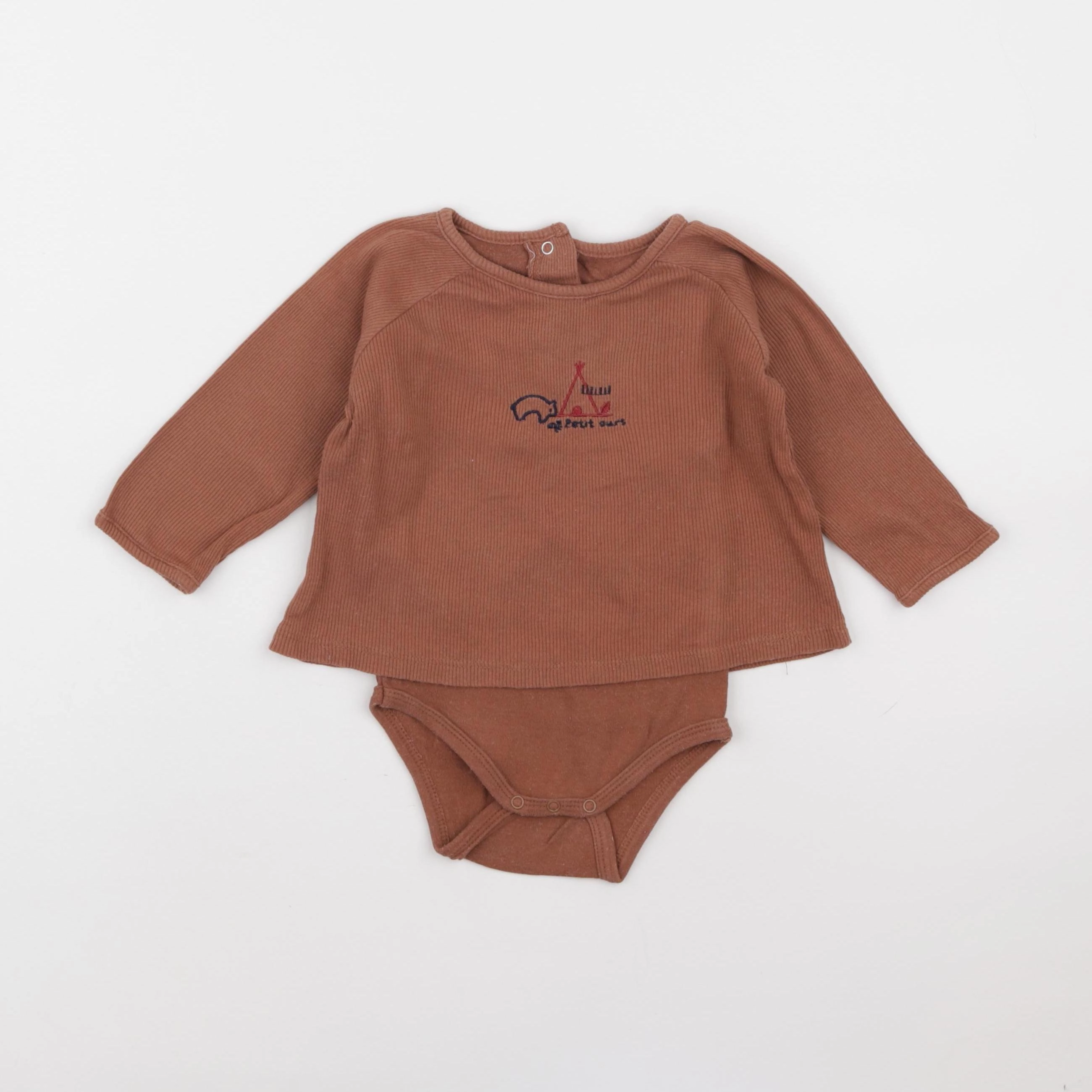 Vertbaudet - body tee-shirt marron - 9 mois