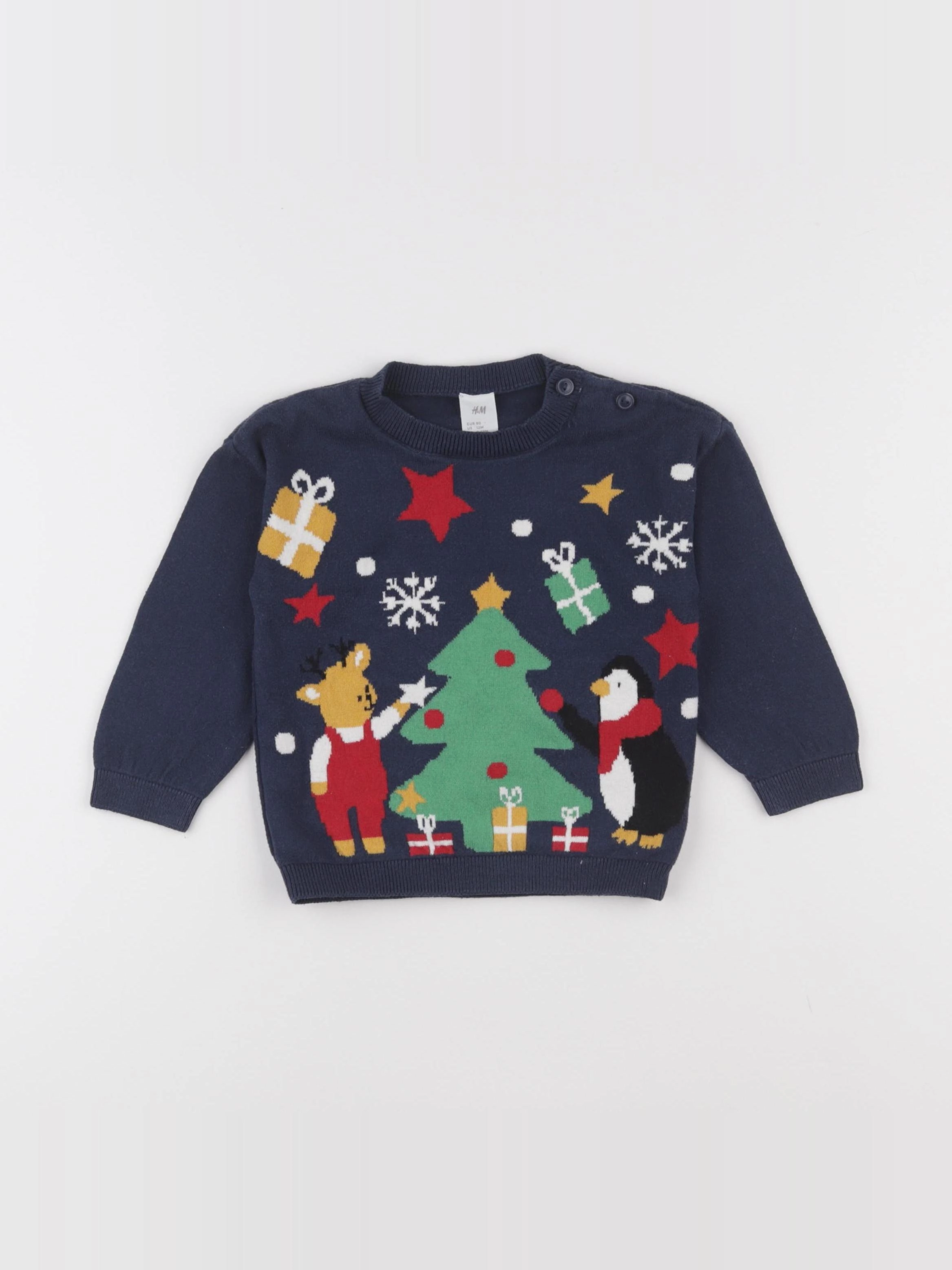 H&M - pull bleu - 9/12 mois