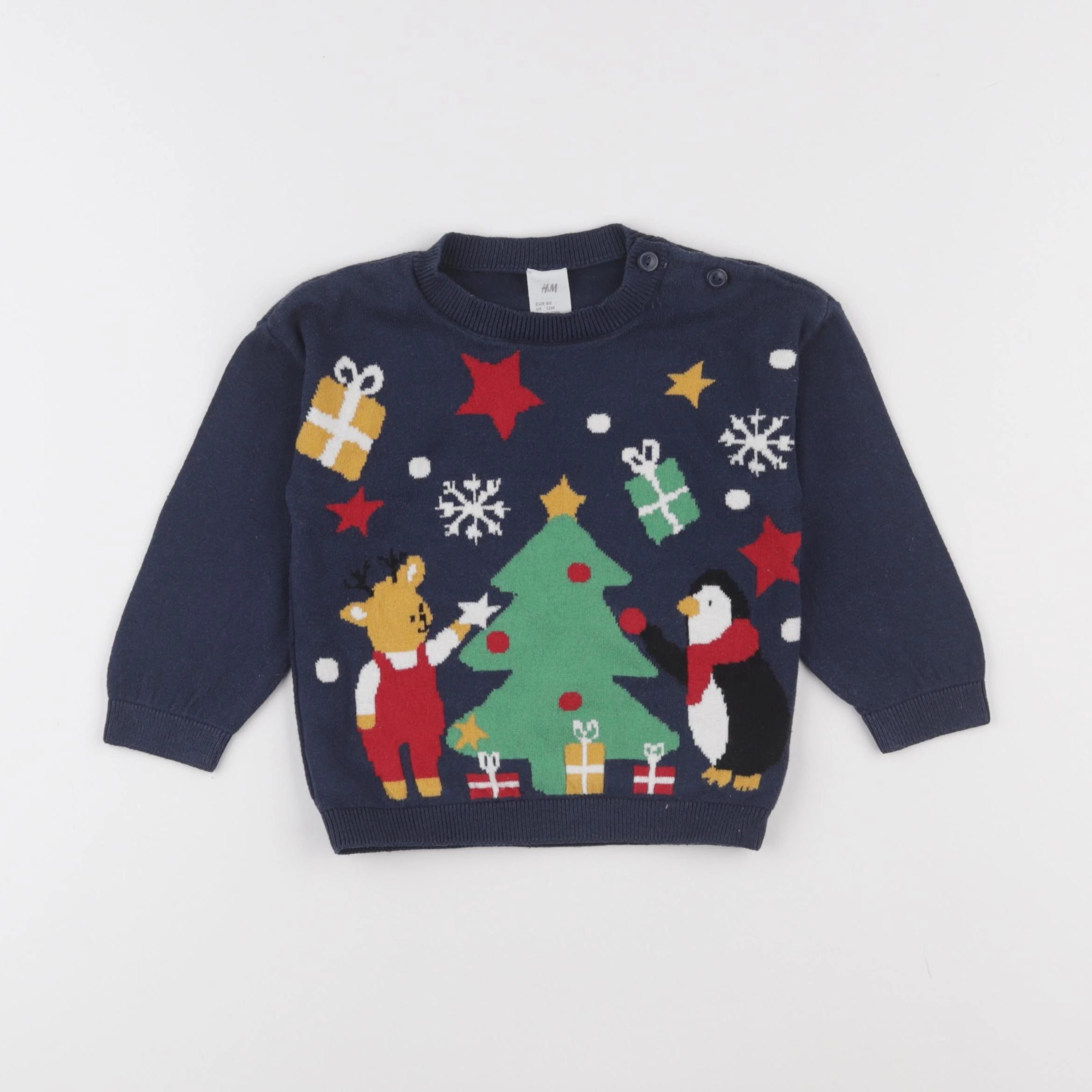 H&M - pull bleu - 9/12 mois