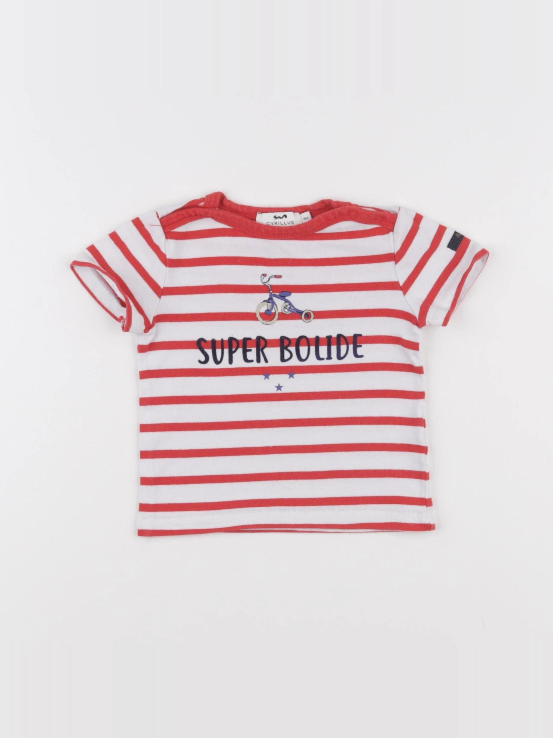 Cyrillus - tee-shirt blanc, rouge - 9 mois