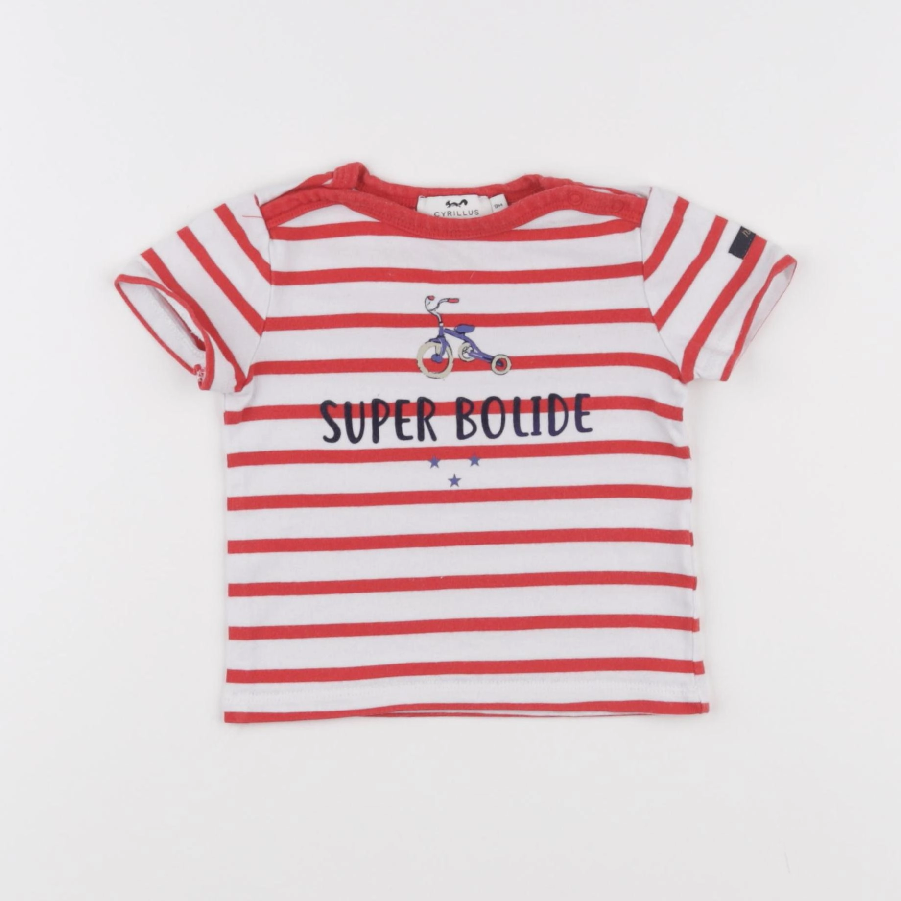 Cyrillus - tee-shirt blanc, rouge - 9 mois