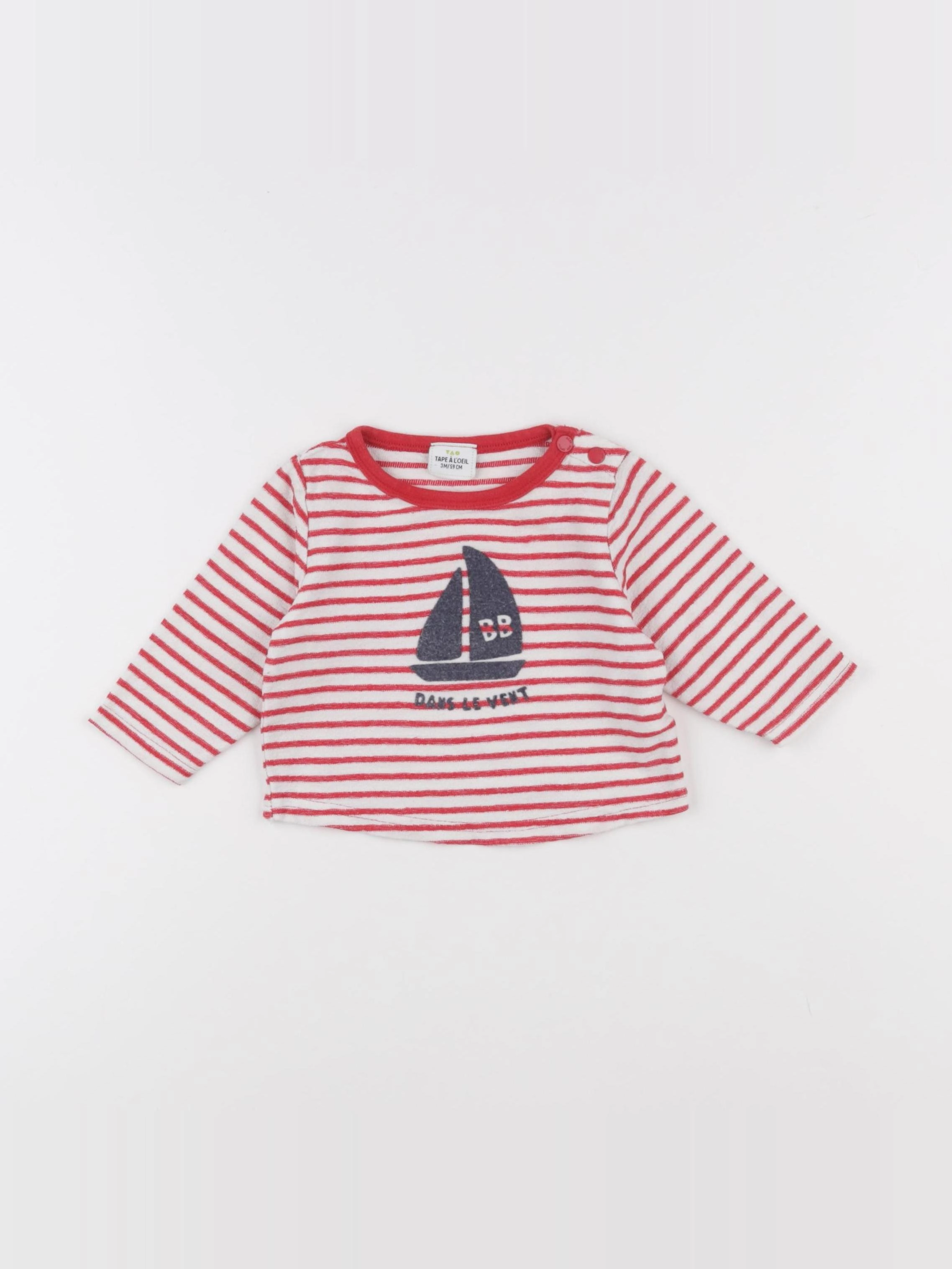 Tape à l'oeil - pull rouge, blanc - 3 mois