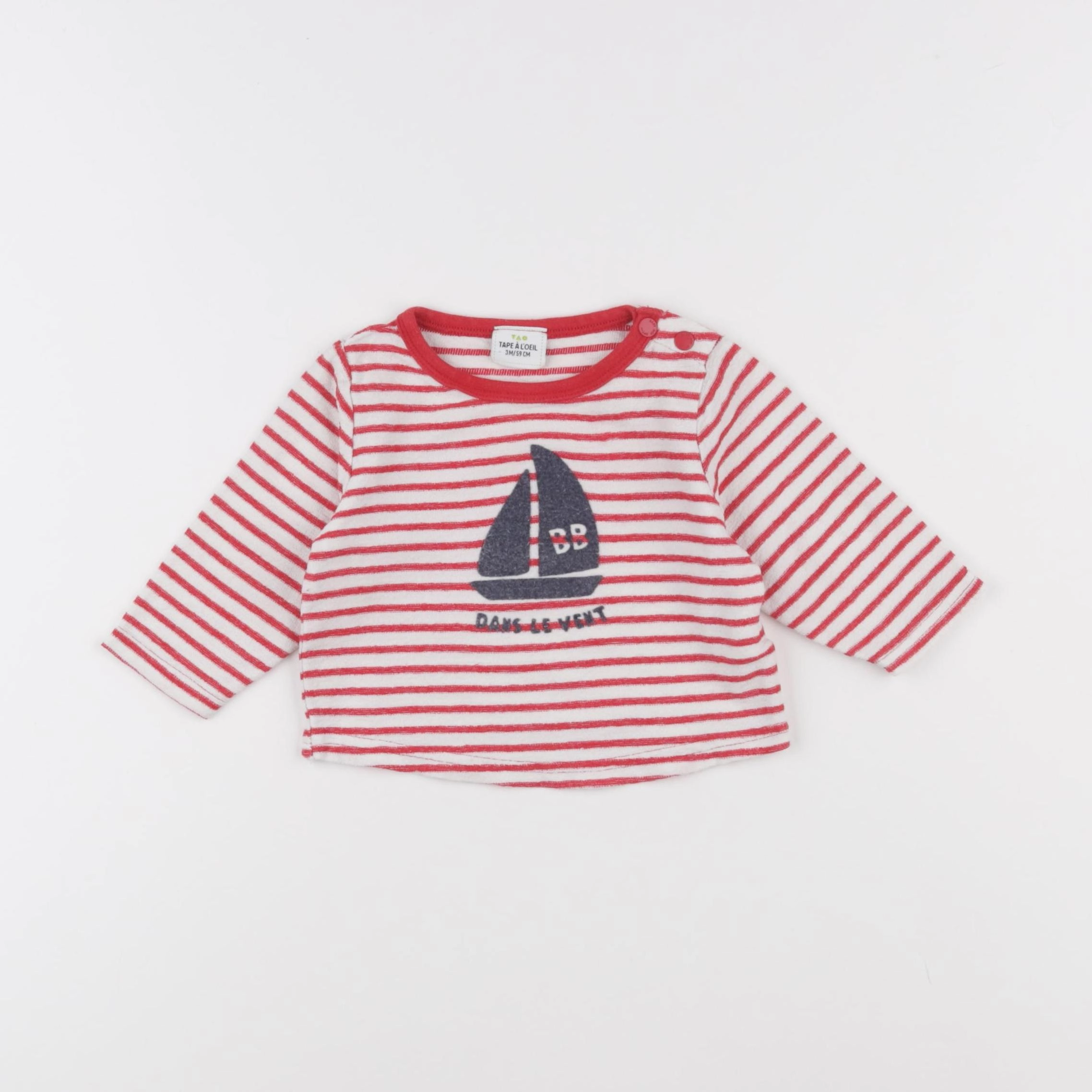 Tape à l'oeil - pull rouge, blanc - 3 mois