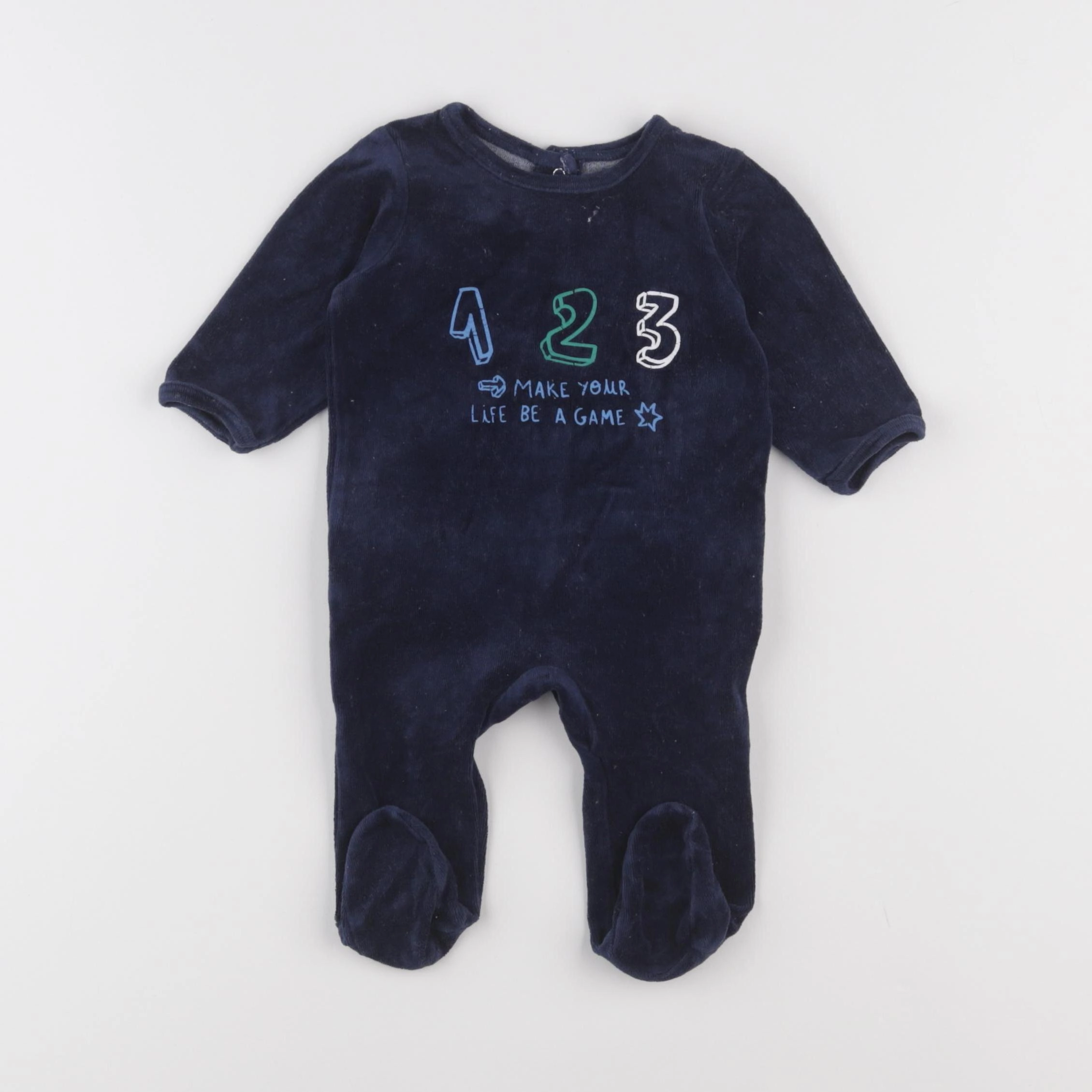 Vertbaudet - pyjama velours bleu - 3 mois