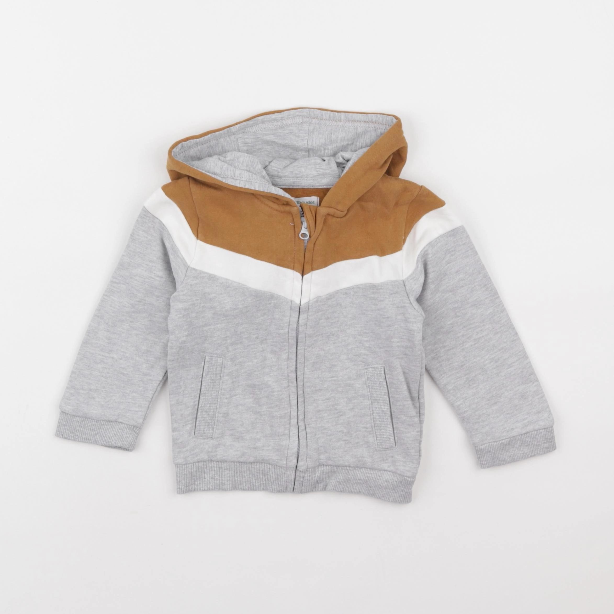 Vertbaudet - sweat gris, marron - 18 mois