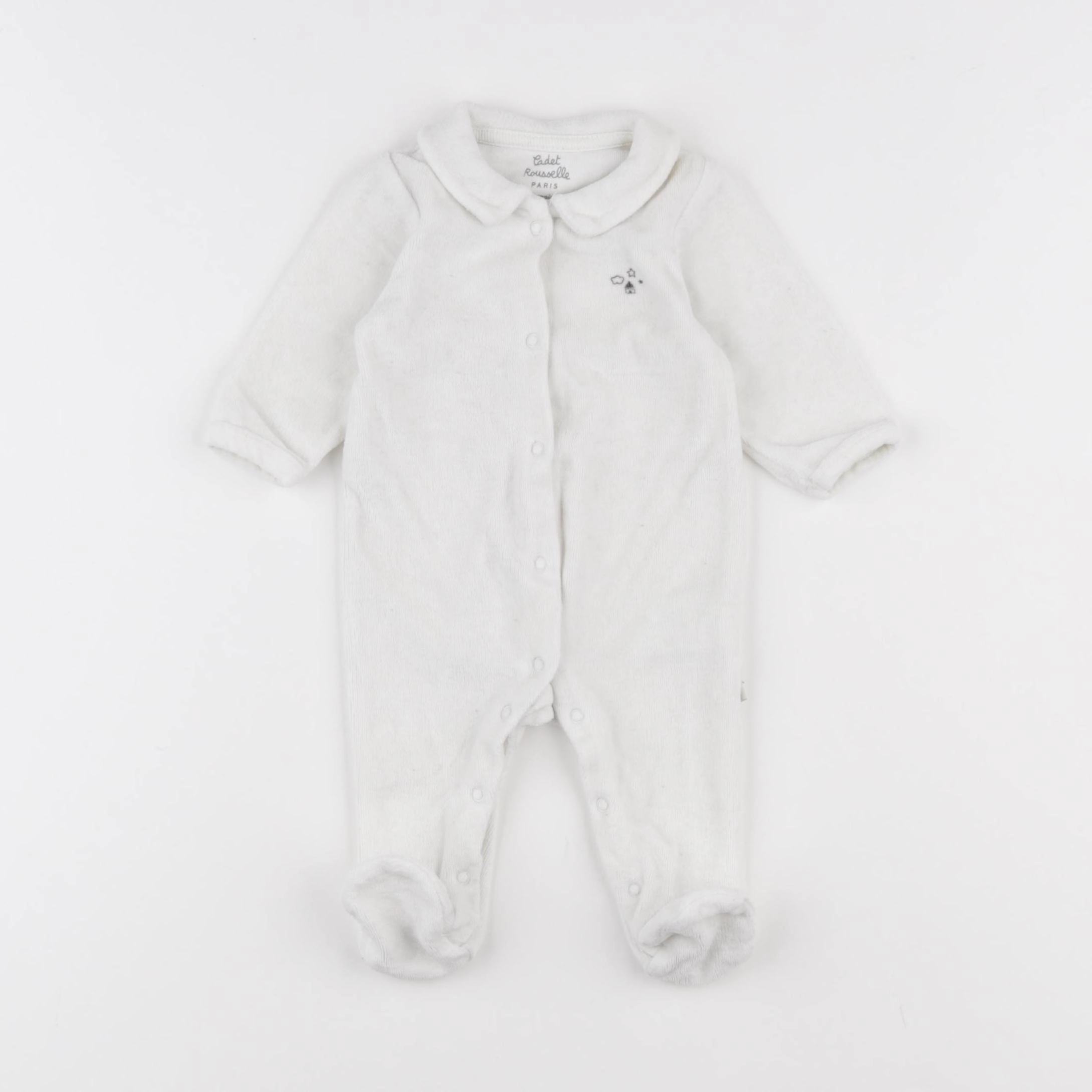 Cadet Rousselle - pyjama velours blanc - 1 mois