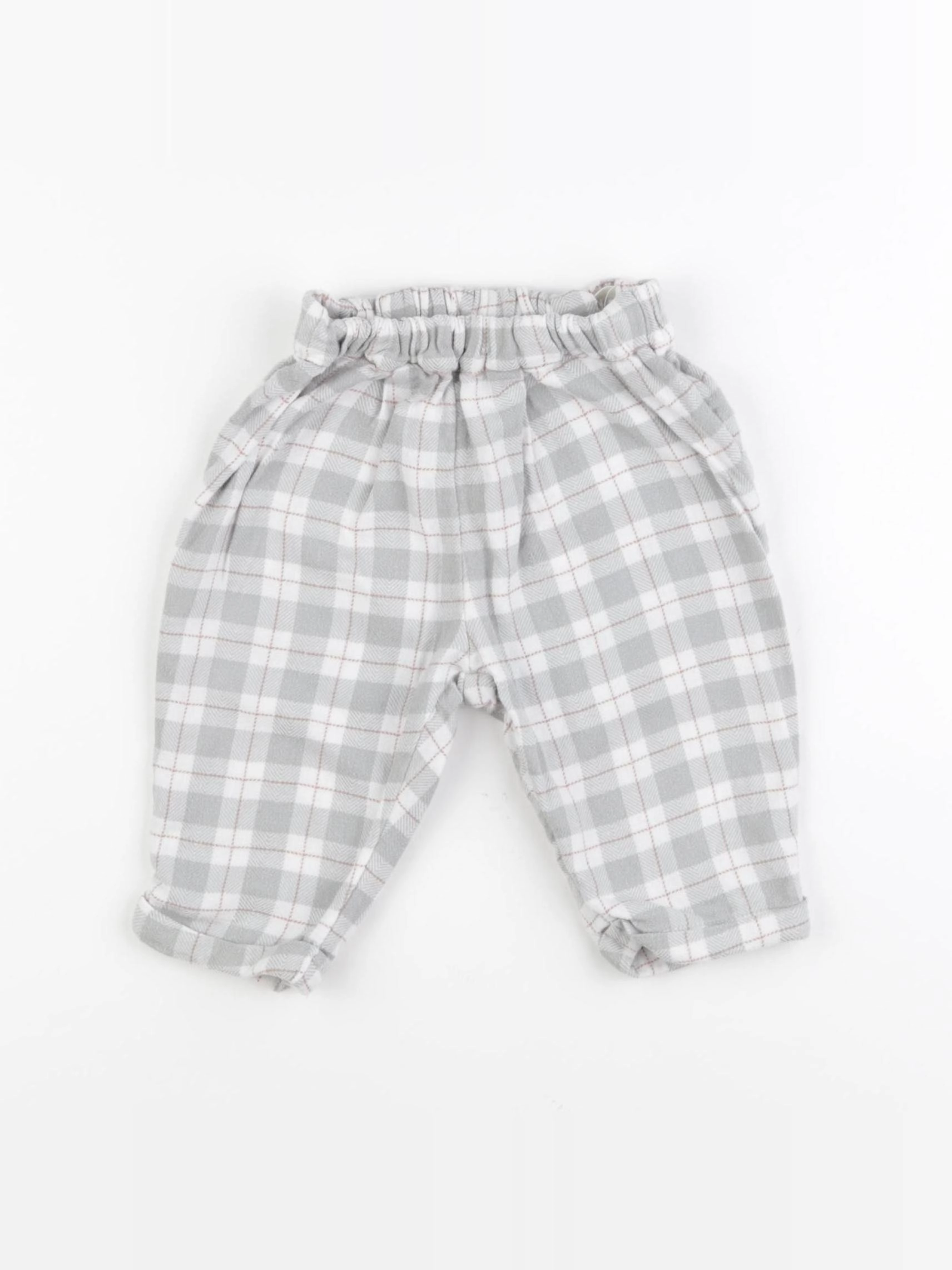 H&M - sarouel gris, blanc - 6/9 mois